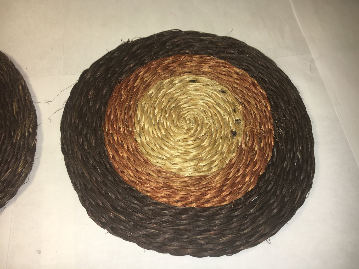 Vintage Pair of Potholders (2), Brown and Gold Potholders, Woven Craft