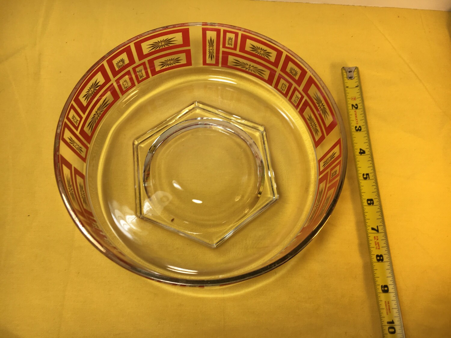 Vintage Heavy Crystal Serving Bowl Dish, Red Glass Crystal Bowl Red