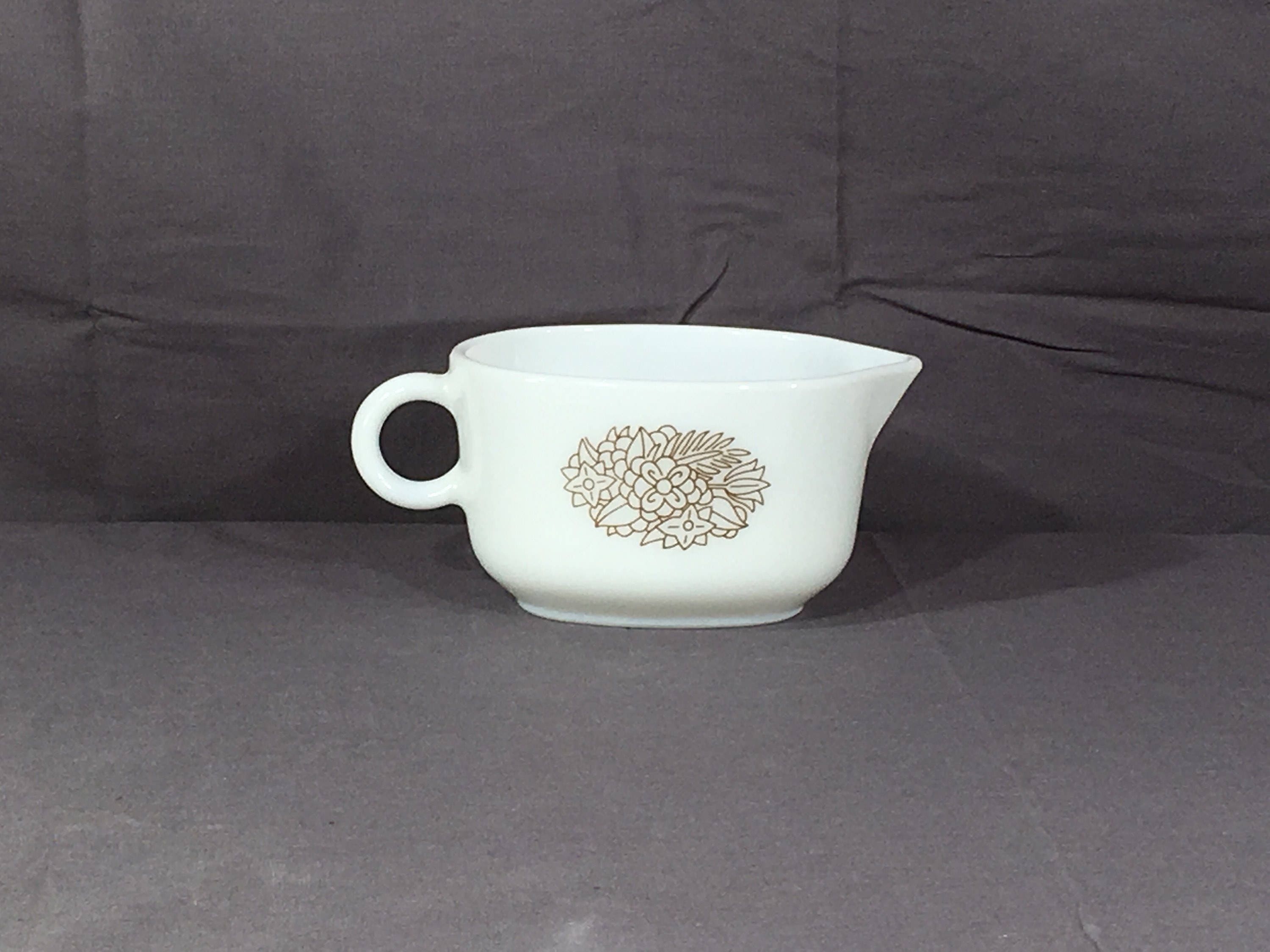 Vintage Pyrex Gravy Bowl, 77B Woodland Brown & White Dish, Decorative