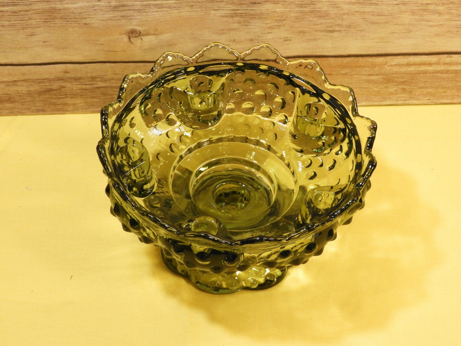 Vintage Fenton Candle Holder Green Hobnail Glass Candelabra Etsy