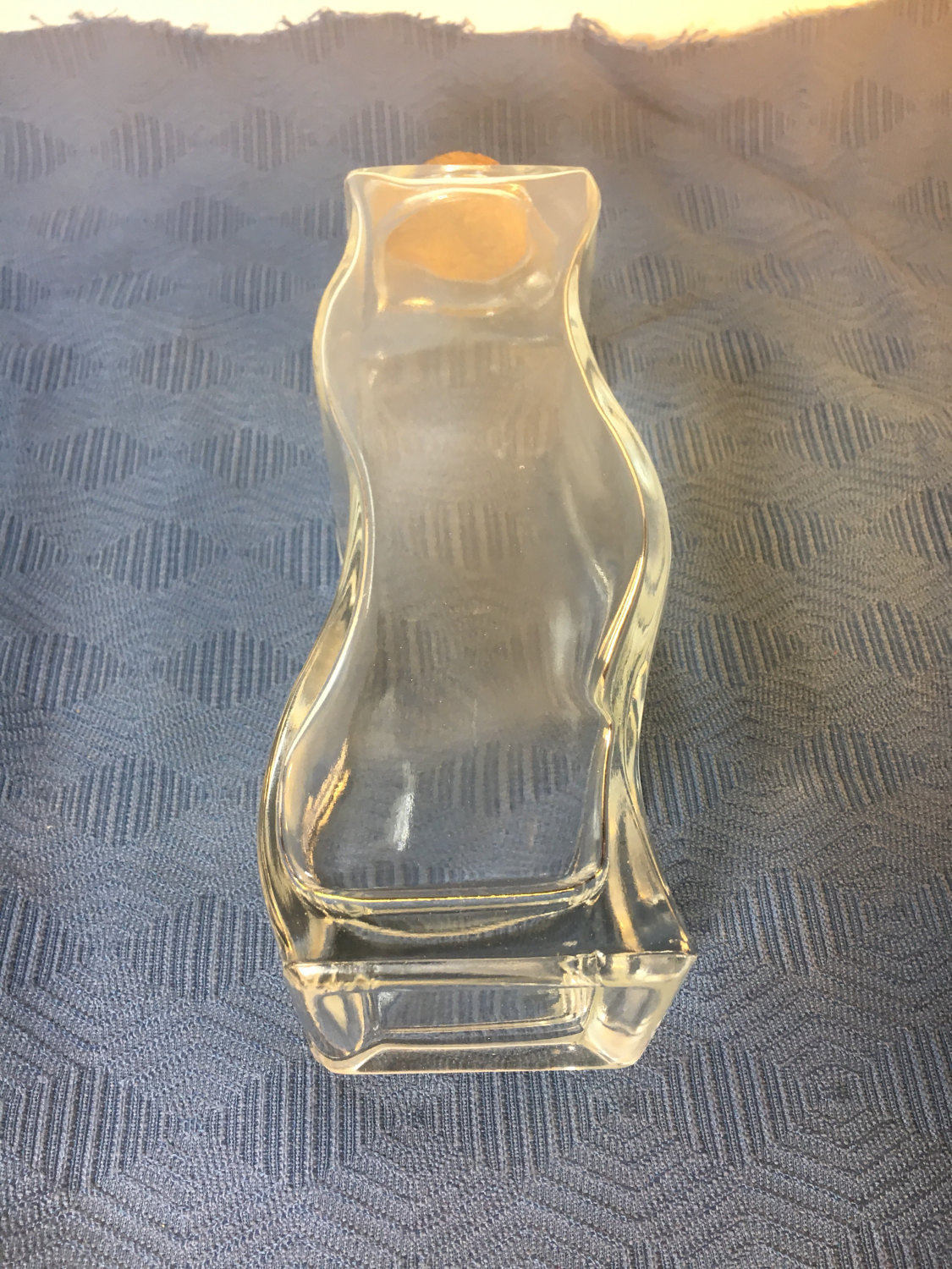 Vintage Curved Decorative Bottle w/Cork, Curvy Glass Bottle, Decorative