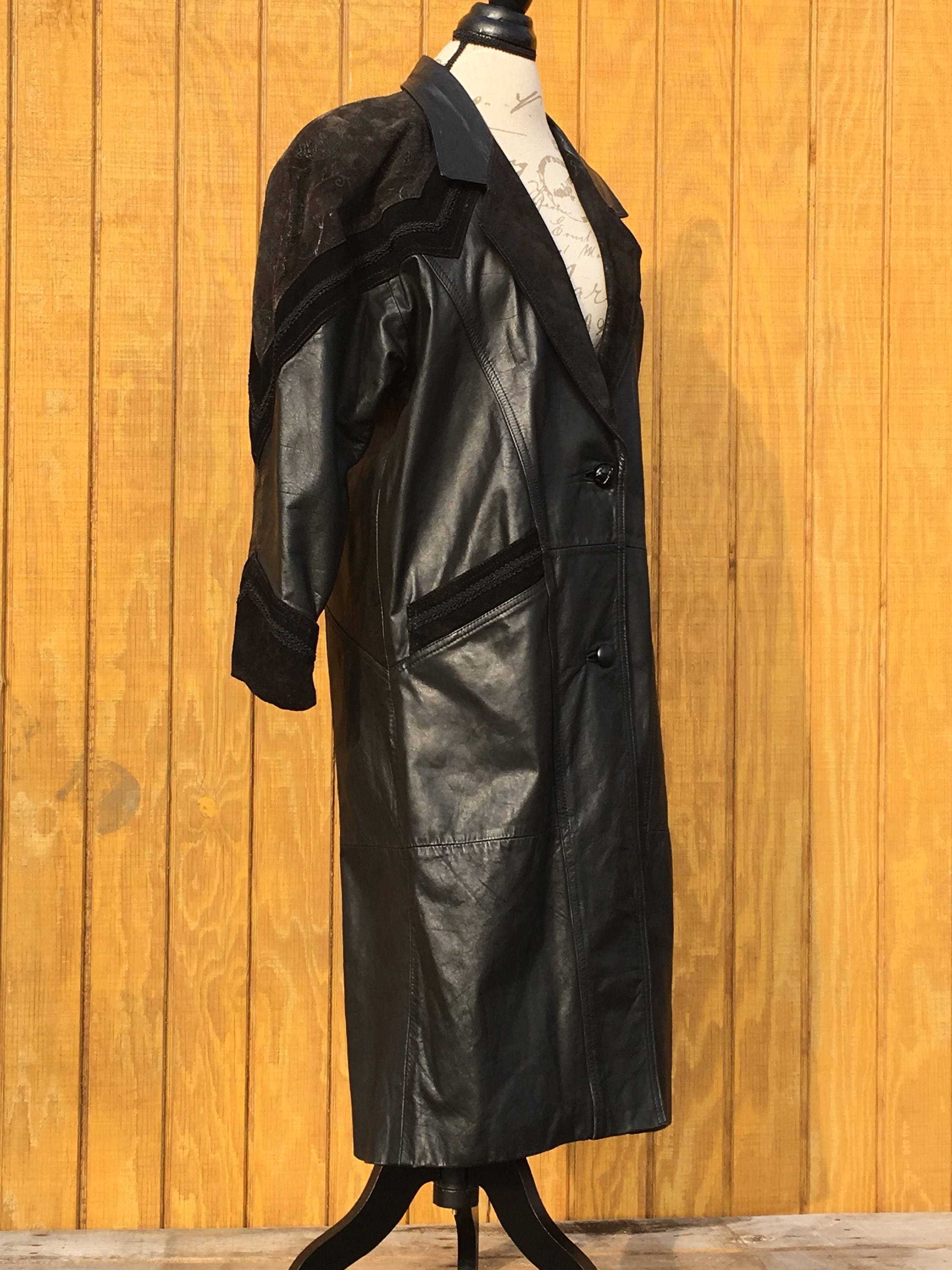 Vintage Leather Trench Coat, Women's Size Petite Small Coat, Laurice ...