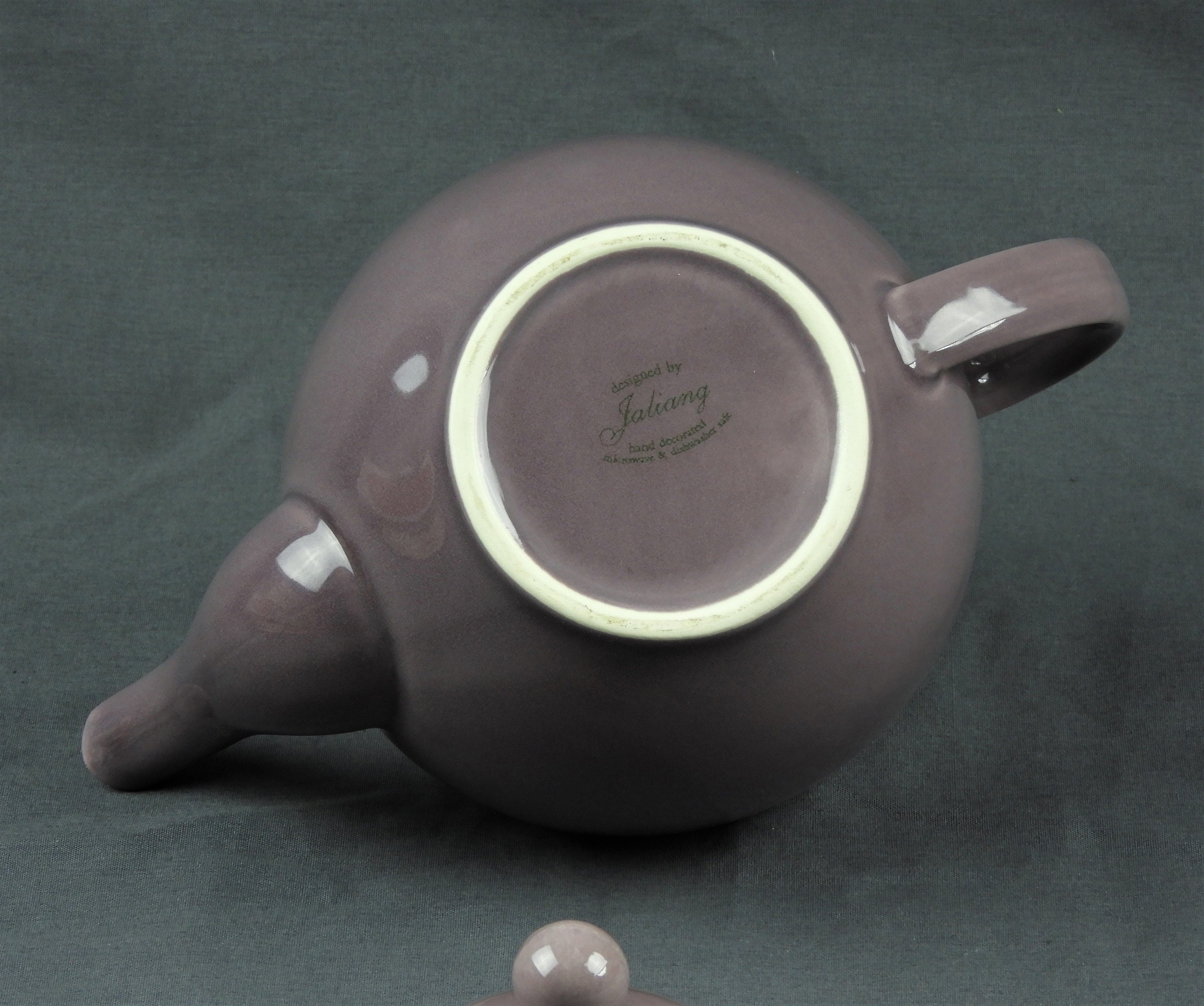 Vintage Purple Teapot, 5 Cup, Jaliang Designed, Scroll Relief, Ceramic