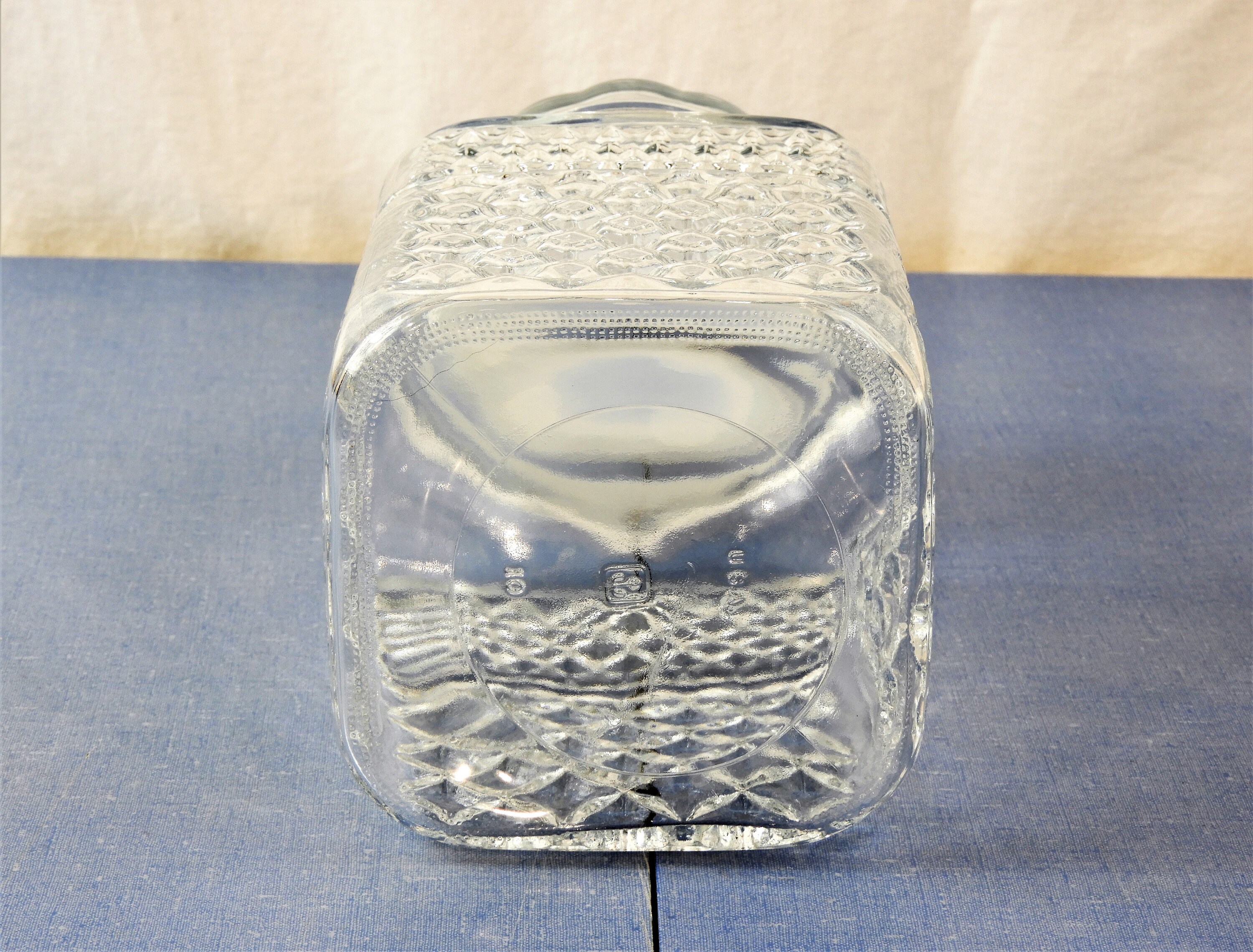 Vintage Apothecary Jar, Anchor Hocking, Clear Glass Canister, Square