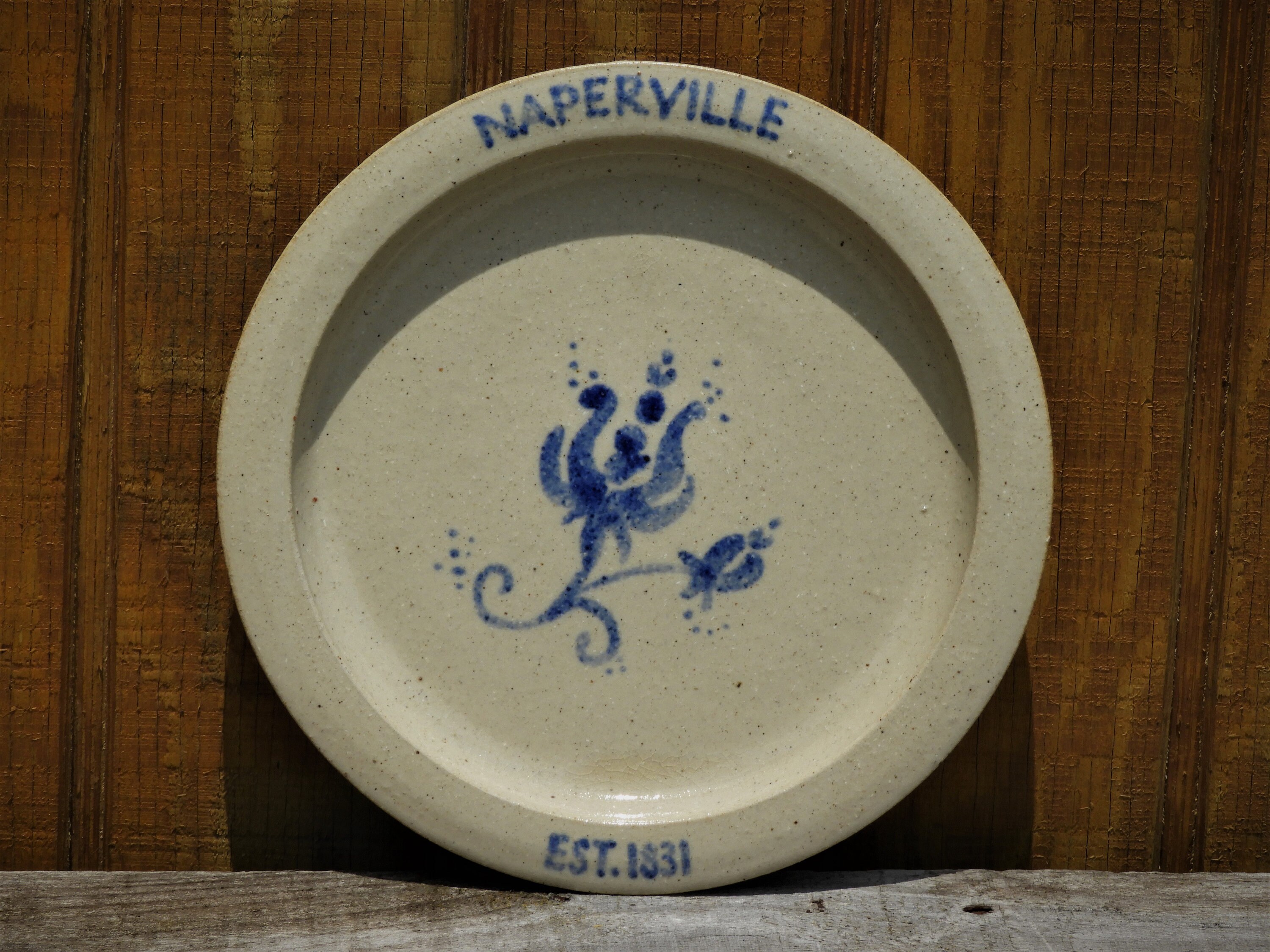 Vintage Naperville Stoneware Plate, Rare Signed Salt Glaze Pottery