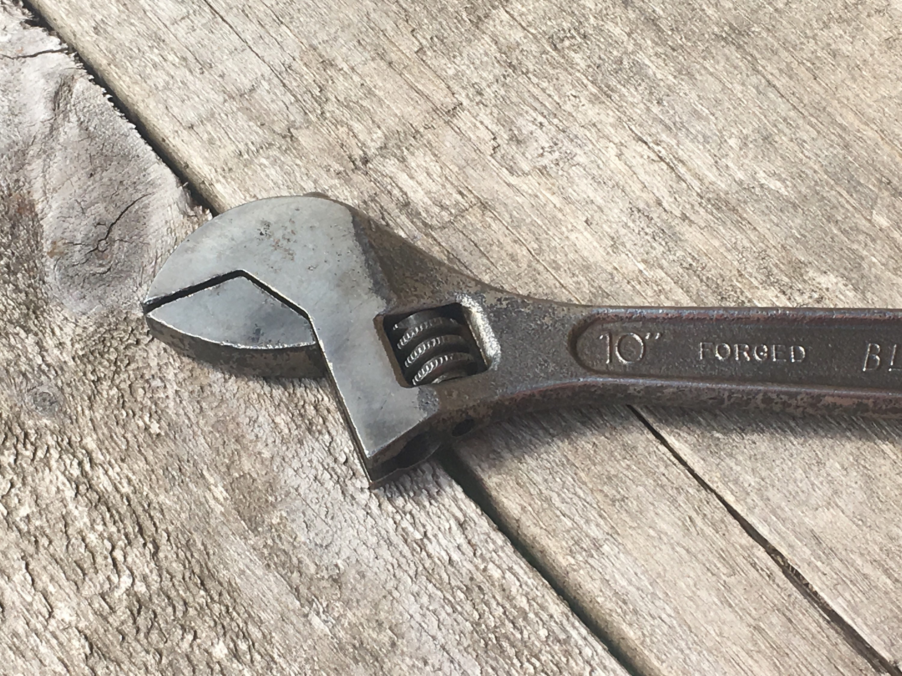 Vintage Crescent Wrench, 10 Snap On Tool, Blue Point Alloy Steel Wrench