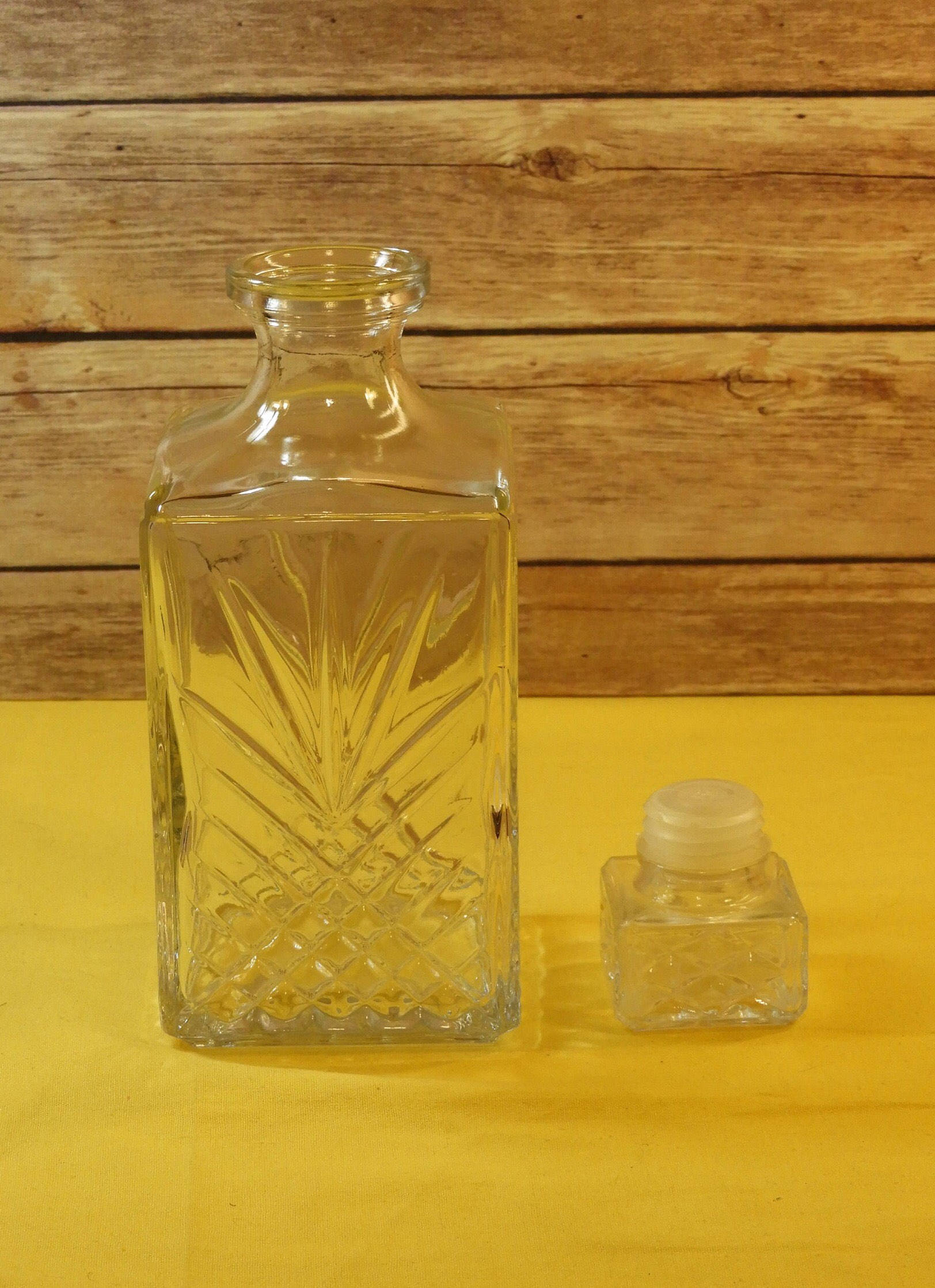 Vintage Pineapple Collectible Glass Decanter,Italian Square Bottle