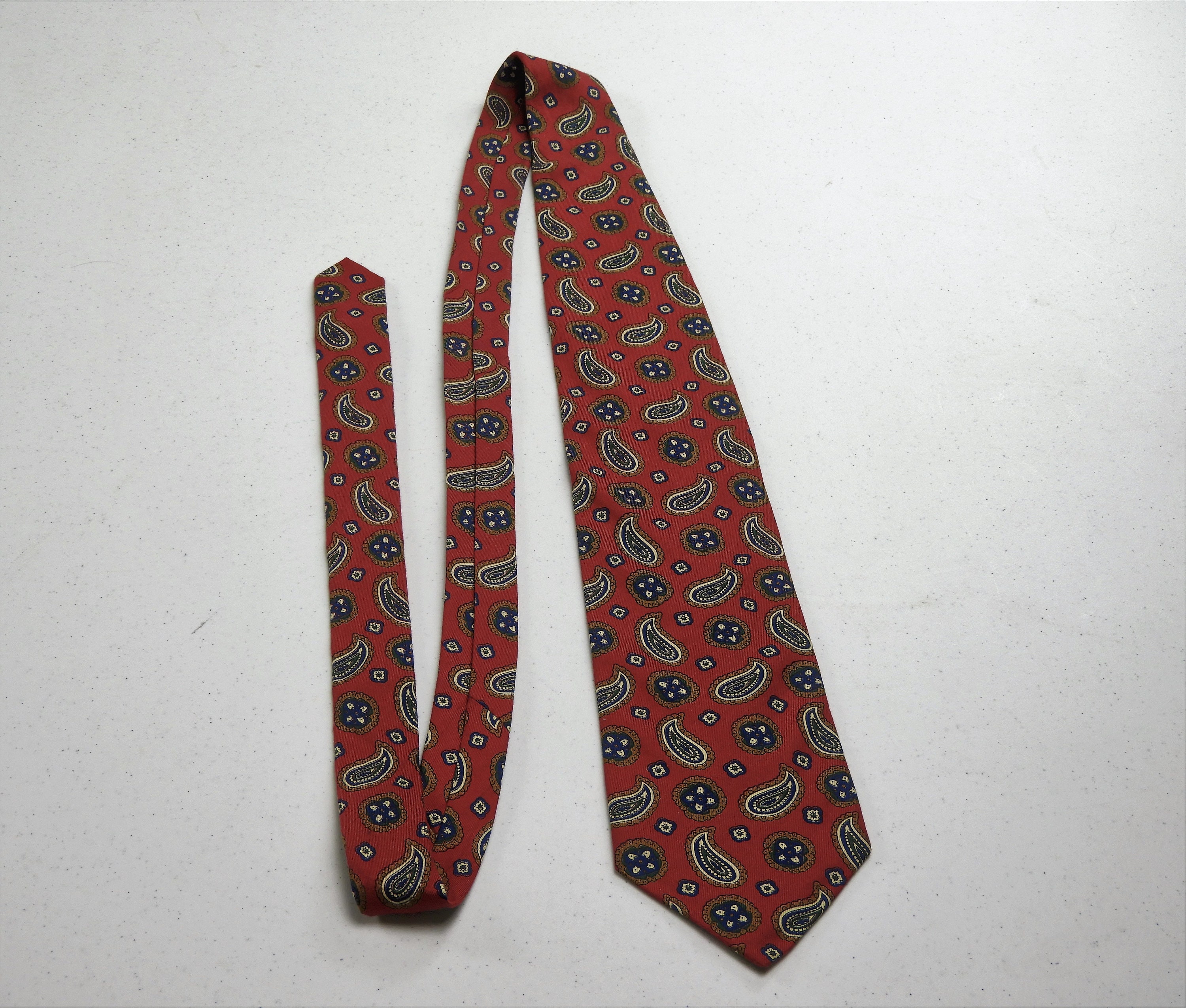 Vintage Red Paisley Tie, Boston Traders Necktie, 100% Cotton, Made in ...