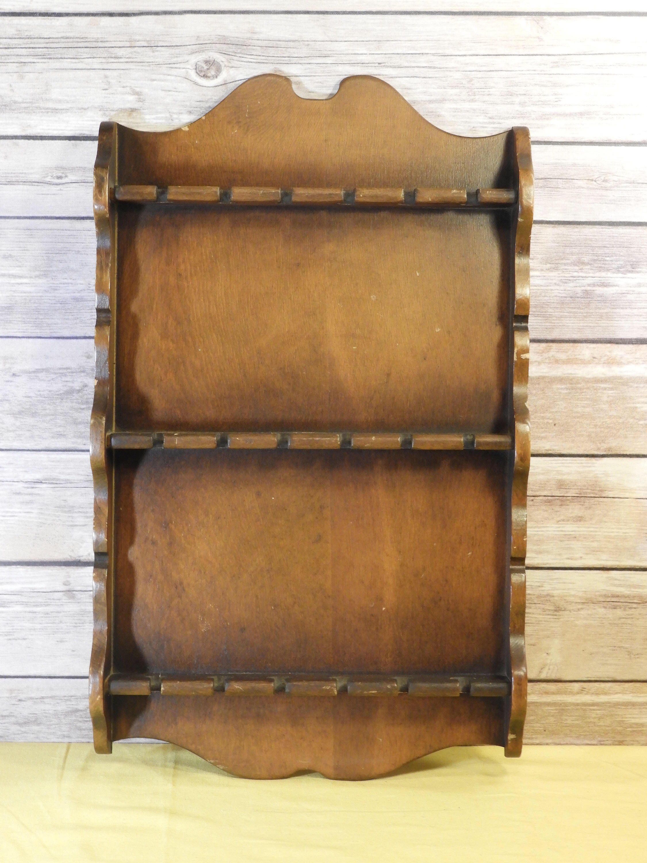 Vintage Spoon Shelf, Wooden Display Rack, Old Decorative Wood Display