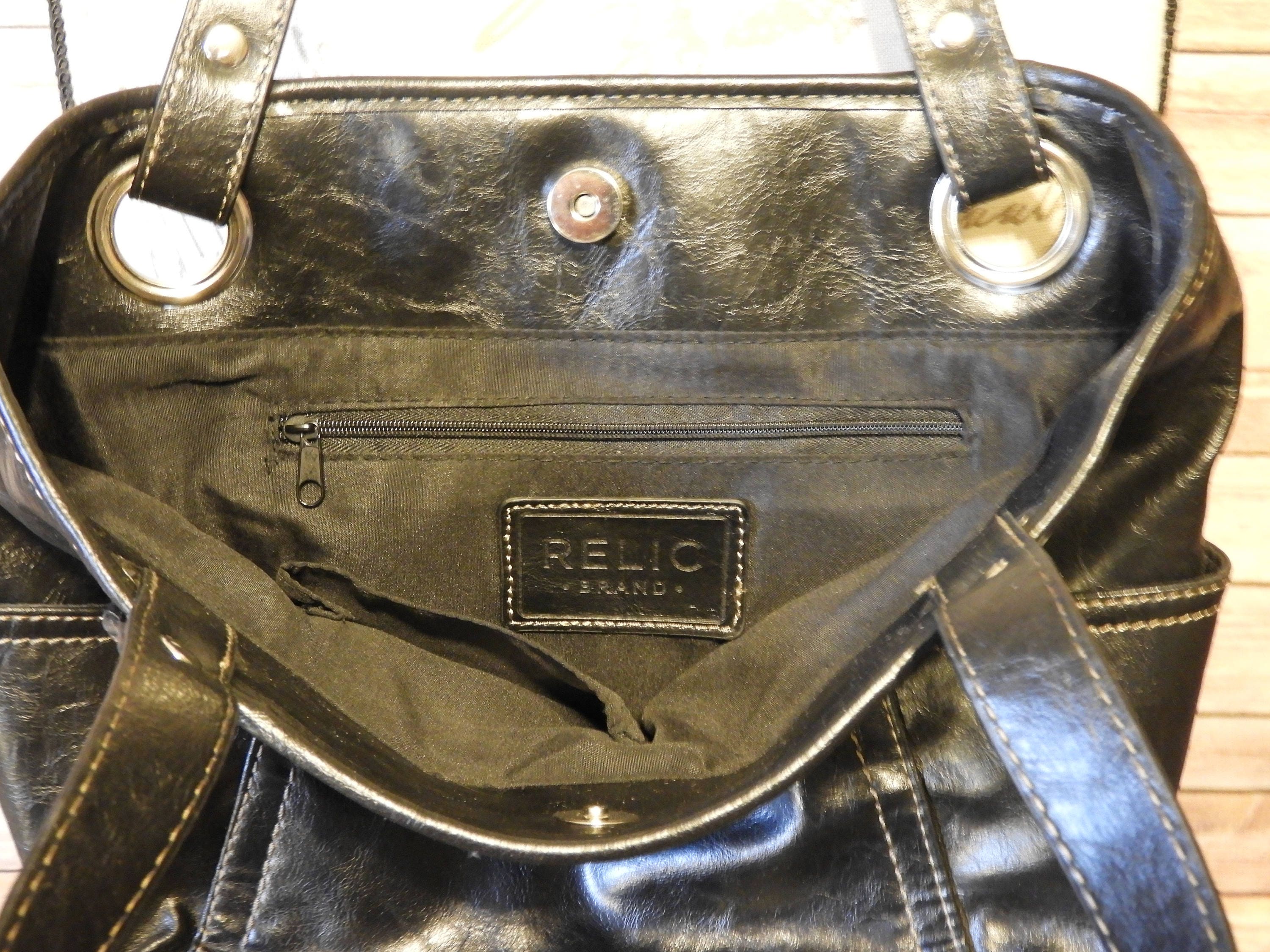 Vintage Black Relic Handbag Shoulder Bag, Retro Relic Black on Black
