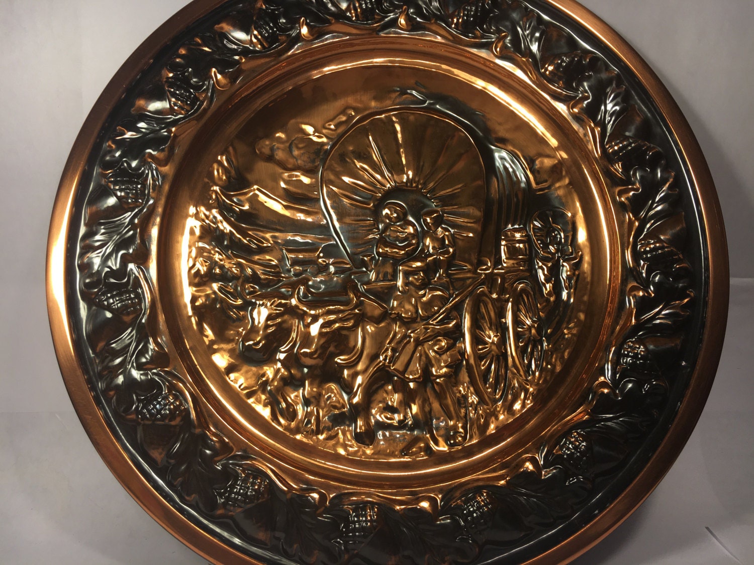 Vintage Western Decor, Copper Wall Art, Wagon Collectible, Country Wall