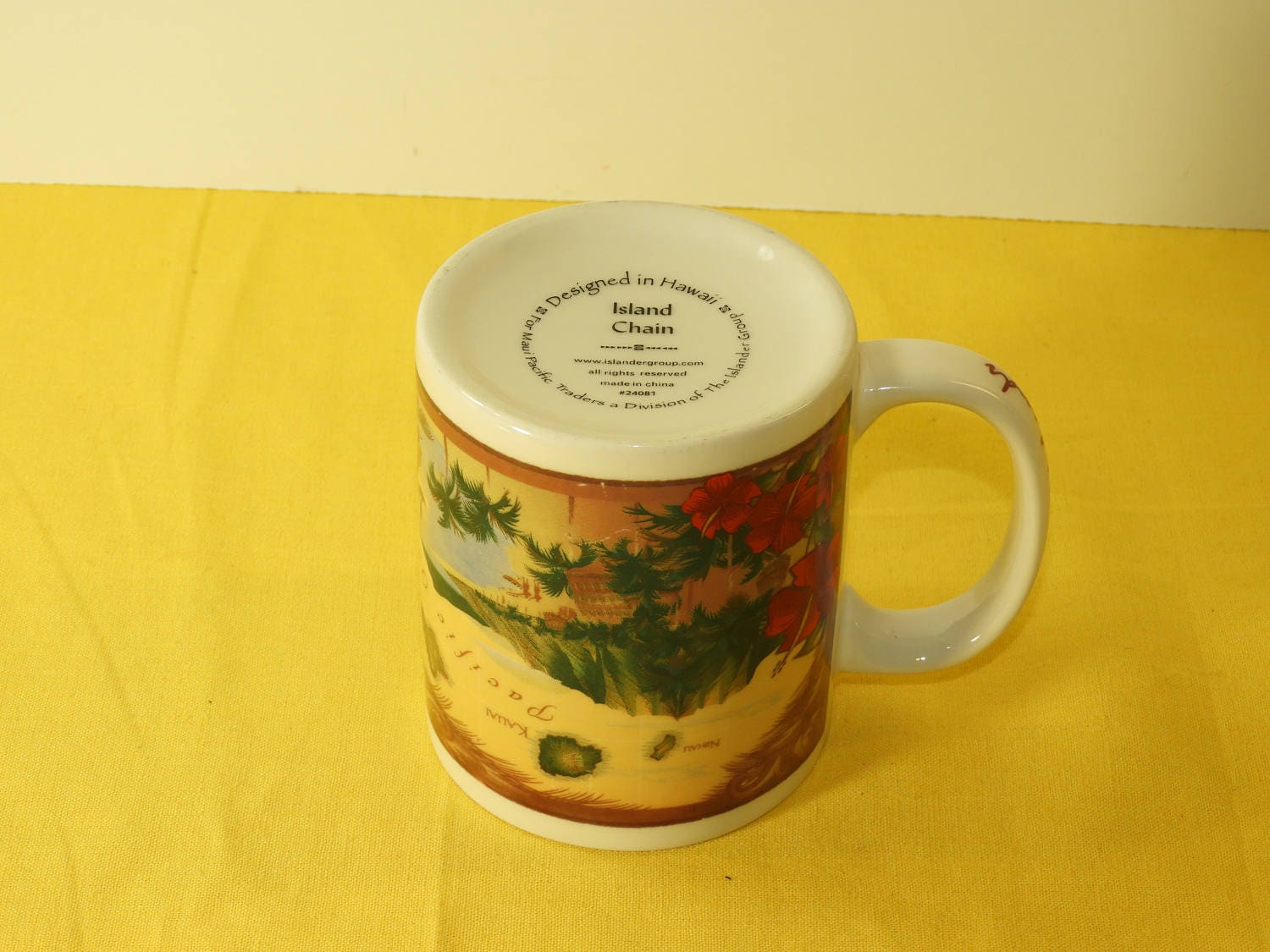 Vintage Hawaii Ceramic Coffee Mug,Island Map The Sandwich Islands Mug