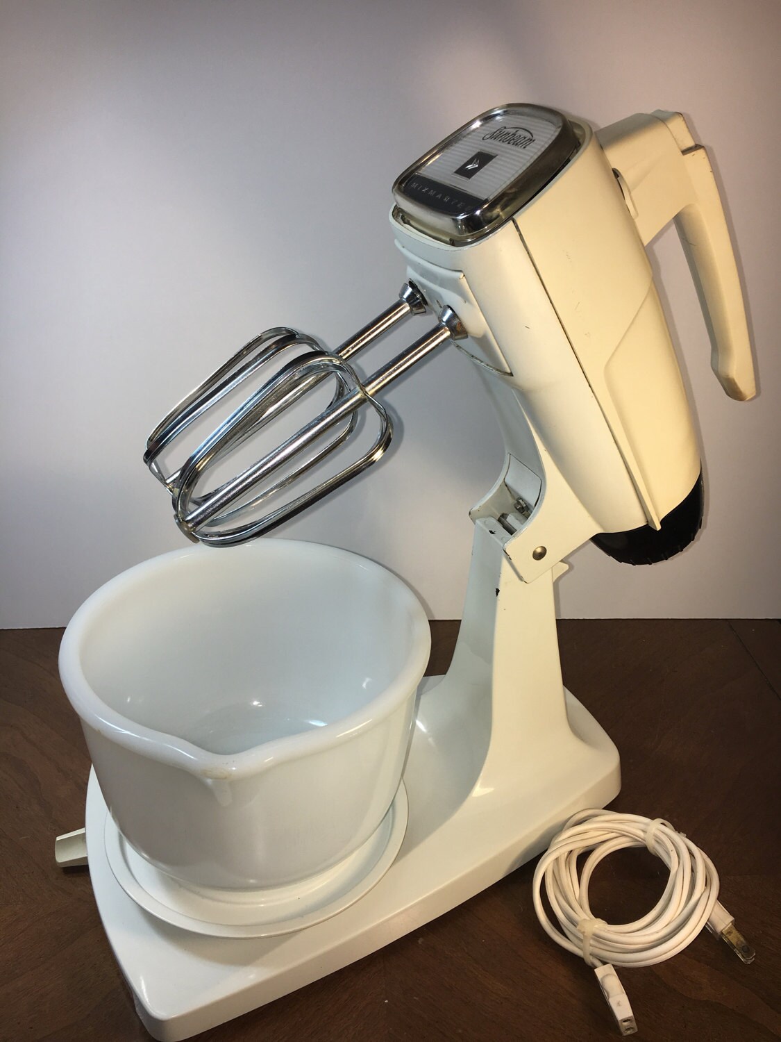 Vintage 1960s Sunbeam Mixer, Retro Mixmaster Vista Mixer, White Black