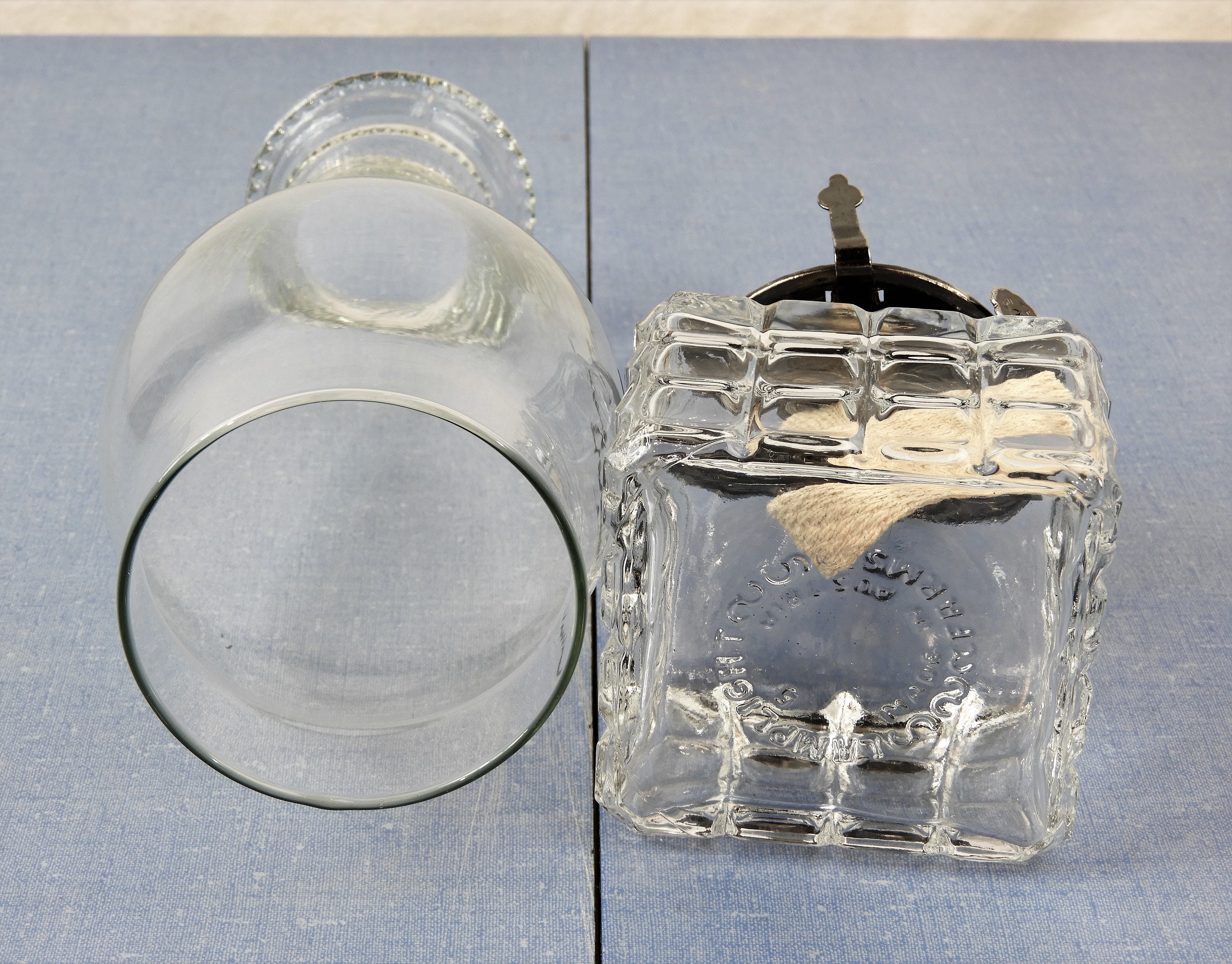 Vintage Oil Lamp, Lamplight Farms 5, Made in Austria, Clear Glass Base