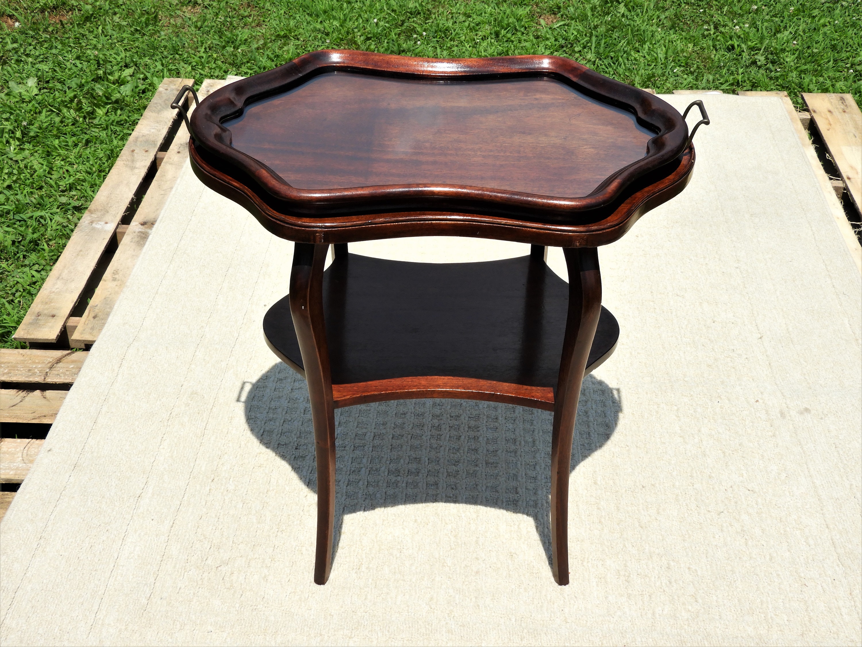 Antique Side Table Edwardian Furniture Removable Glass Top Etsy