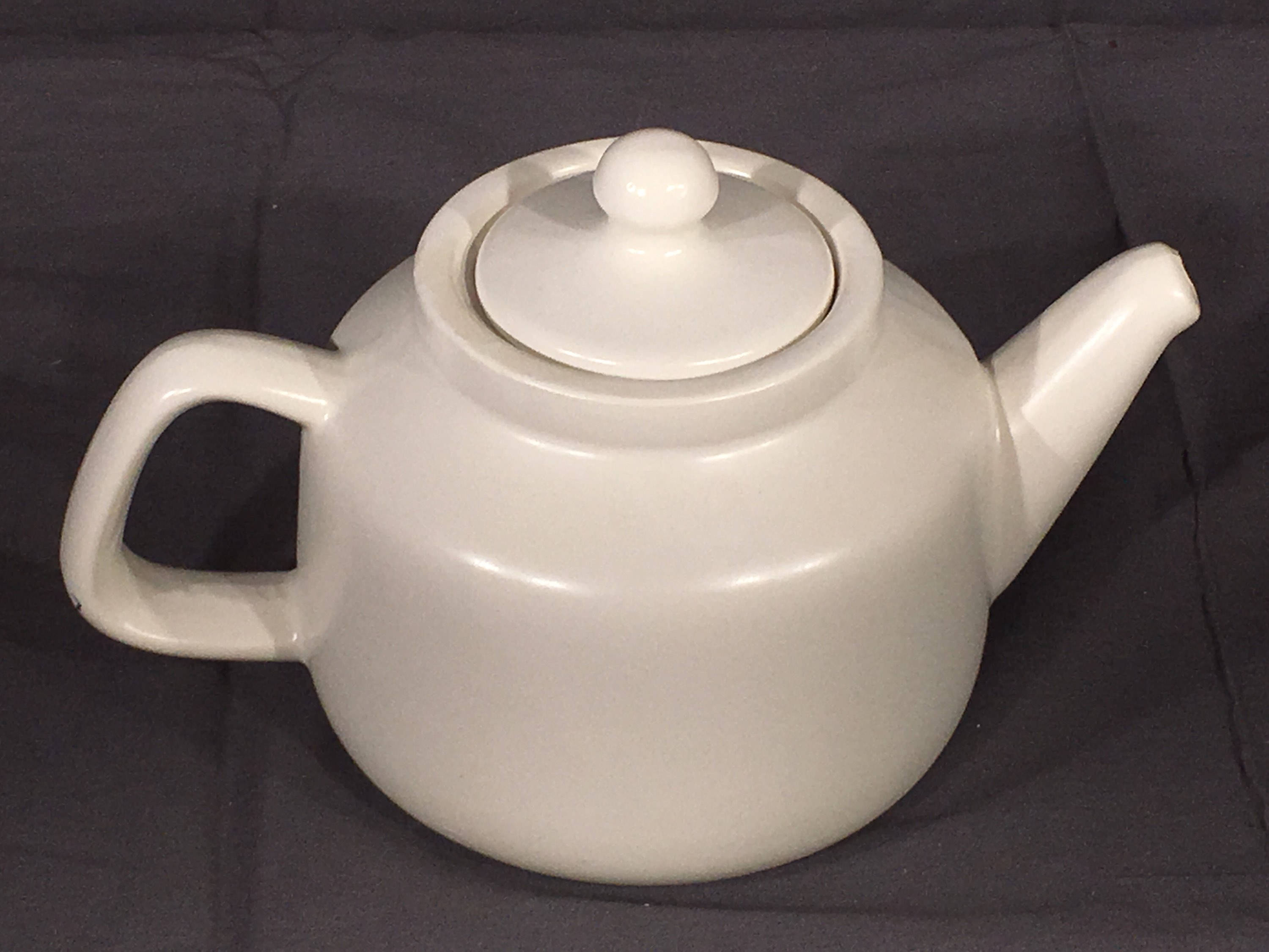Vintage McCoy Teapot, Decorative White Blue Tea Pot, McCoy 163 Ceramic