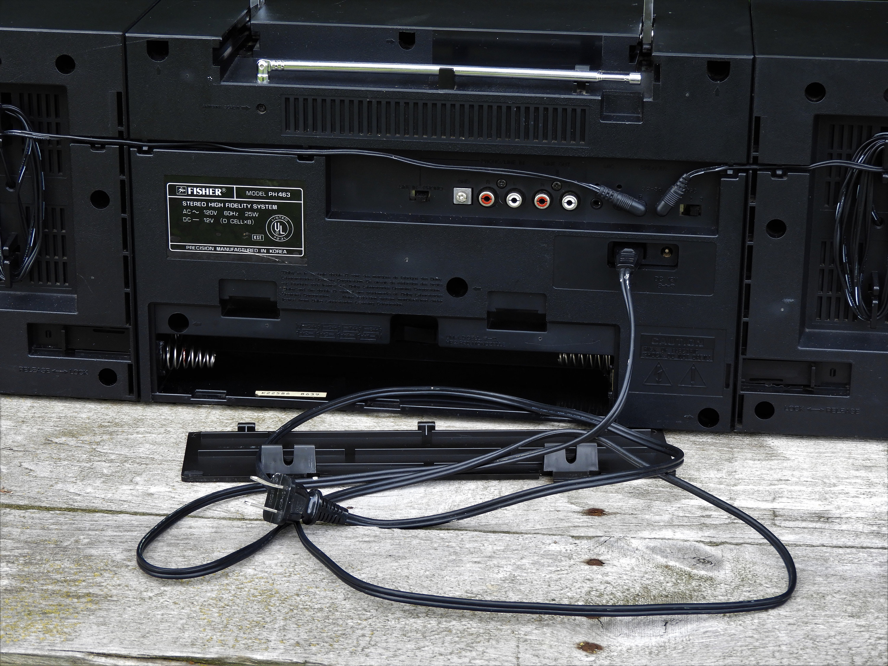 Vintage Fisher Boombox, PH463 Stereo, Black AM/FM Radio, Detachable