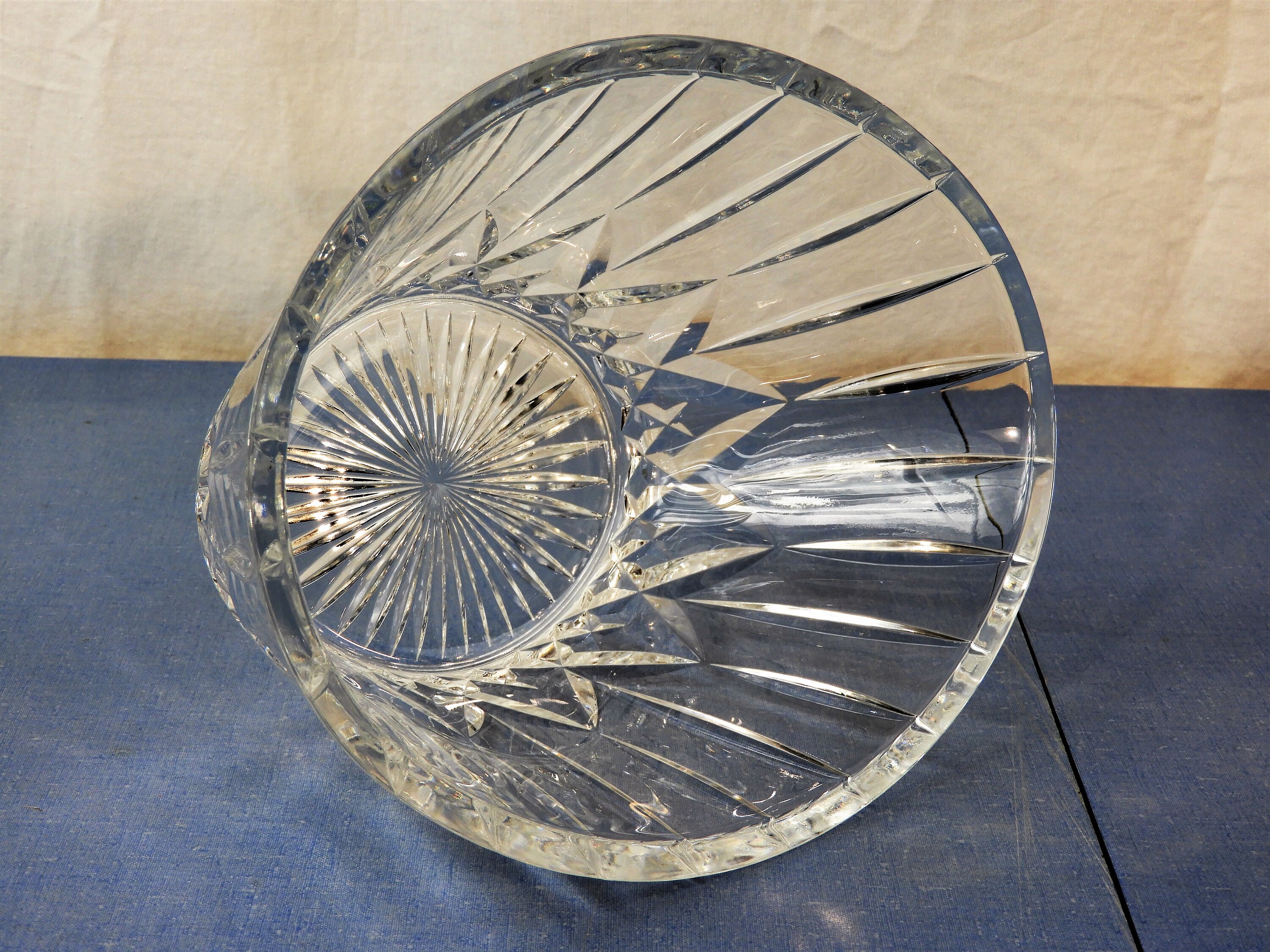 Vintage Crystal Bowl, Oval Cut Glass Dish, Clear Dinnerware, Fruit