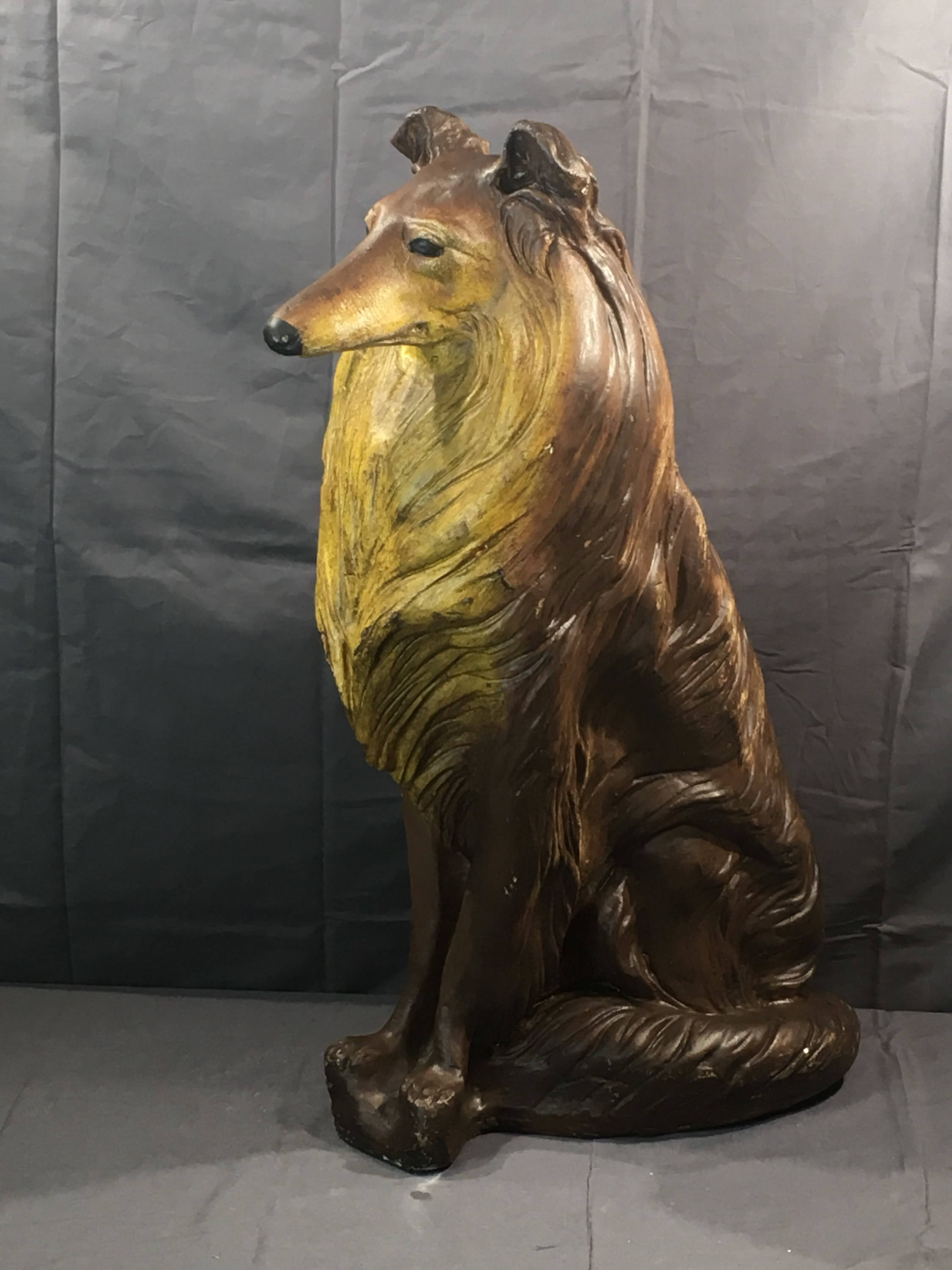 Mid Century Collie Statue,Decorative Ceramic Dog Statue, Big Animal