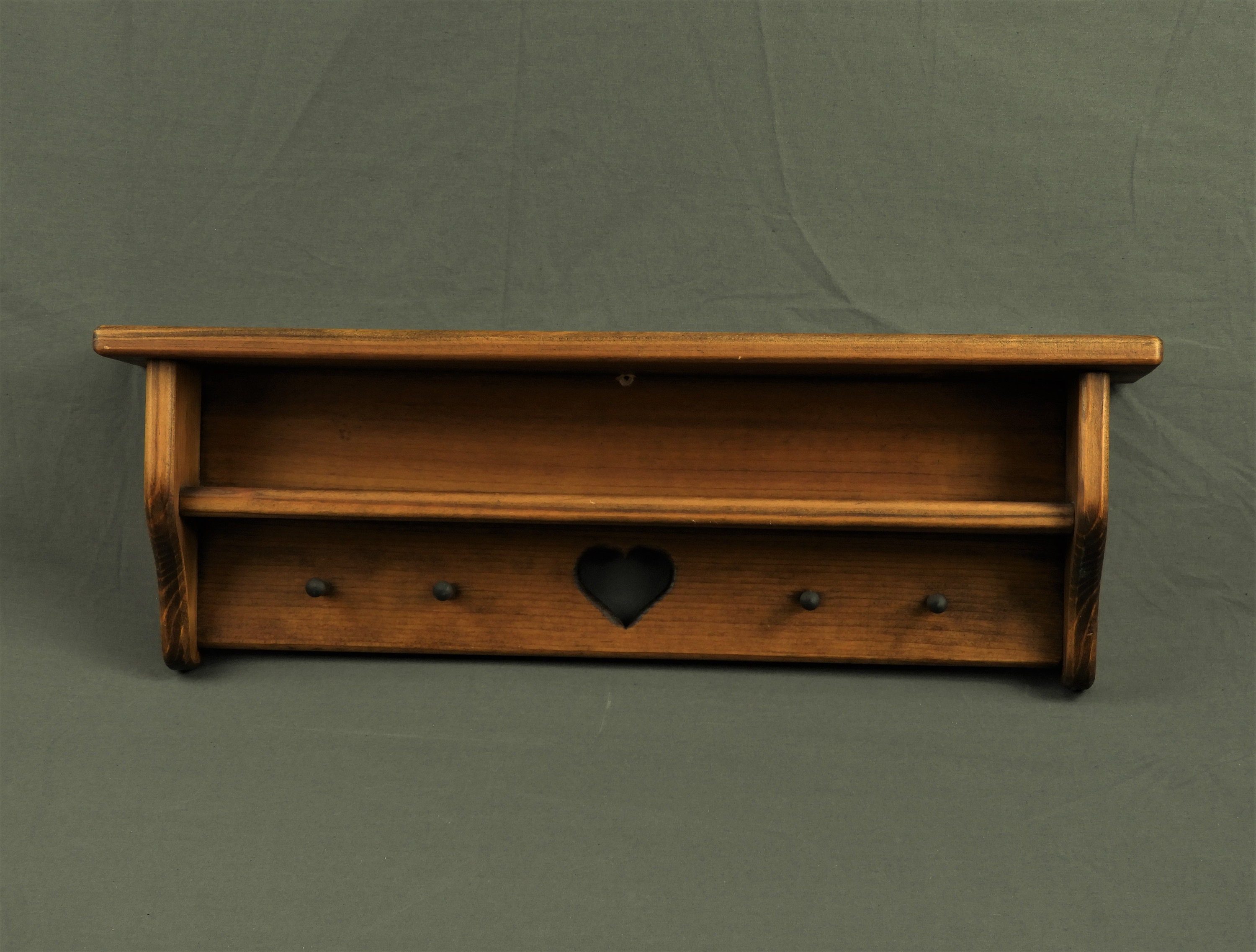 Vintage Wooden Shelf, Wall Hanging, Brown Stain, Medium to Dark, Home