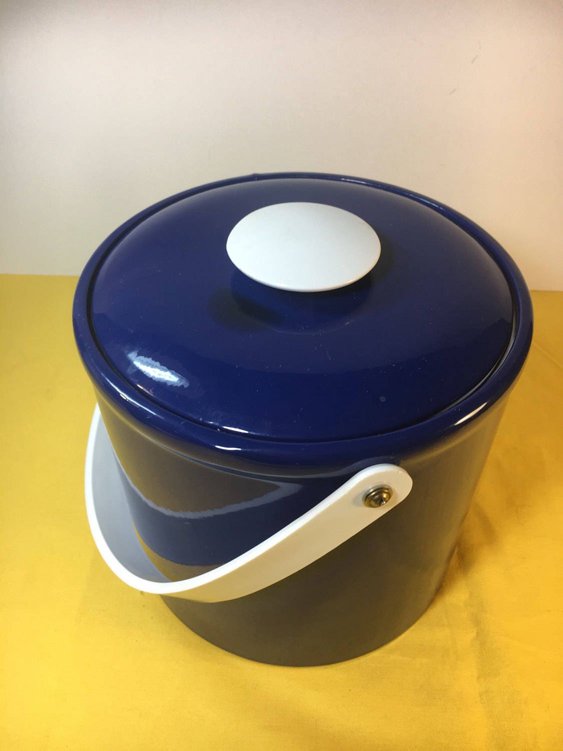 Vintage Mid Century Cobalt Blue Ice Bucket signed Briard, Blue