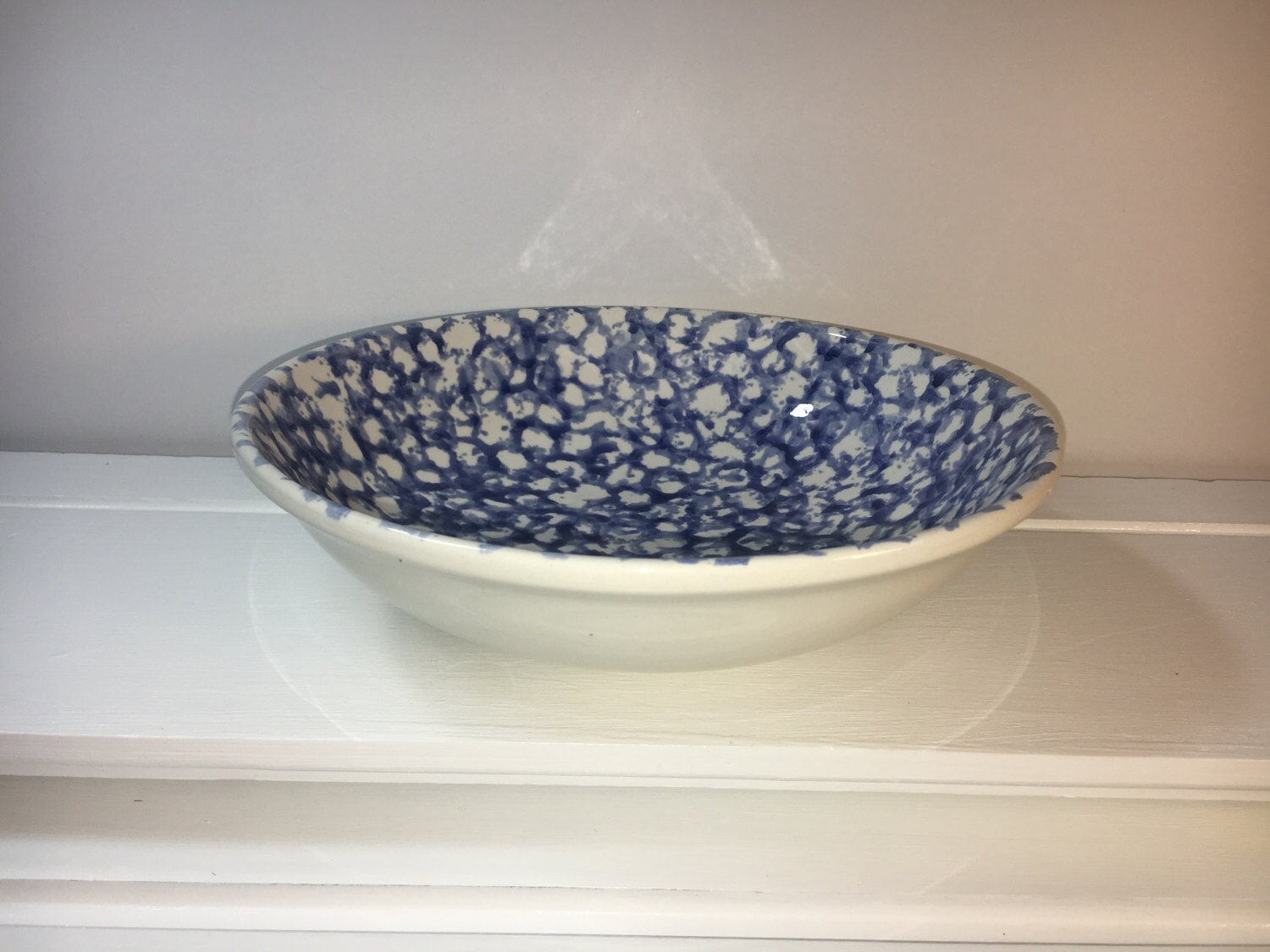 Vintage Blue Spongeware Bowl Bella Ceramica Bowl Dish Cereal Bowl, Ceramic Pottery Spatter