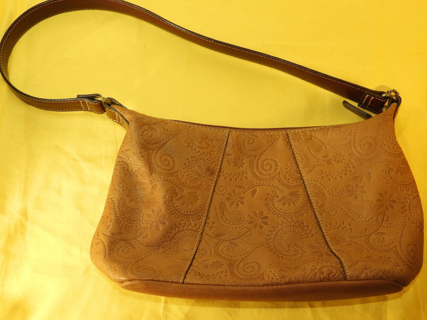 Vintage Embossed Leather Fossil 1954 Shoulder Bag, 75082 Bag,Fossil Key 1954 Handbag Purse