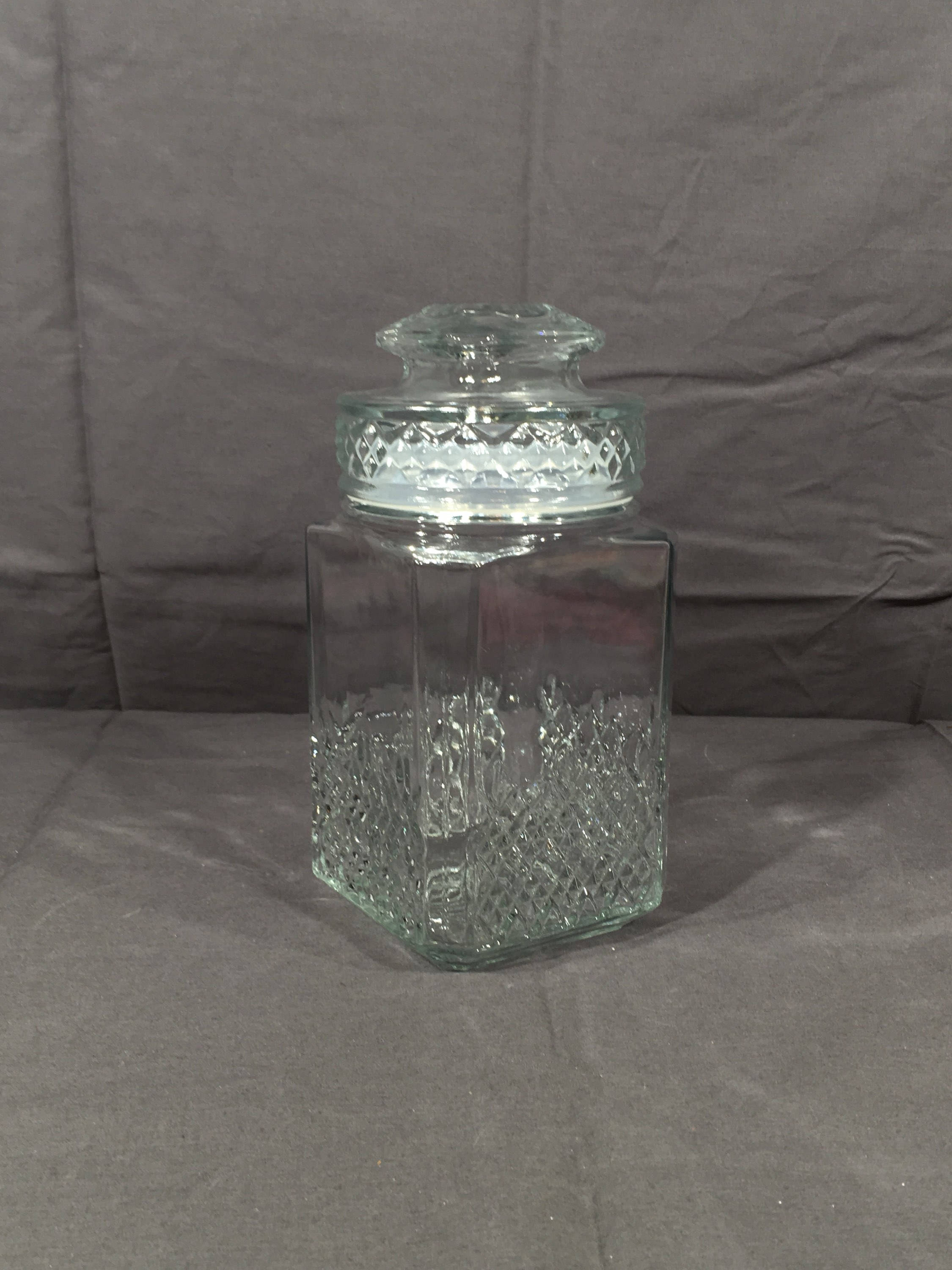 Vintage Glass Canister, Koezes Cookie Jar, Decorative Collectible Glass