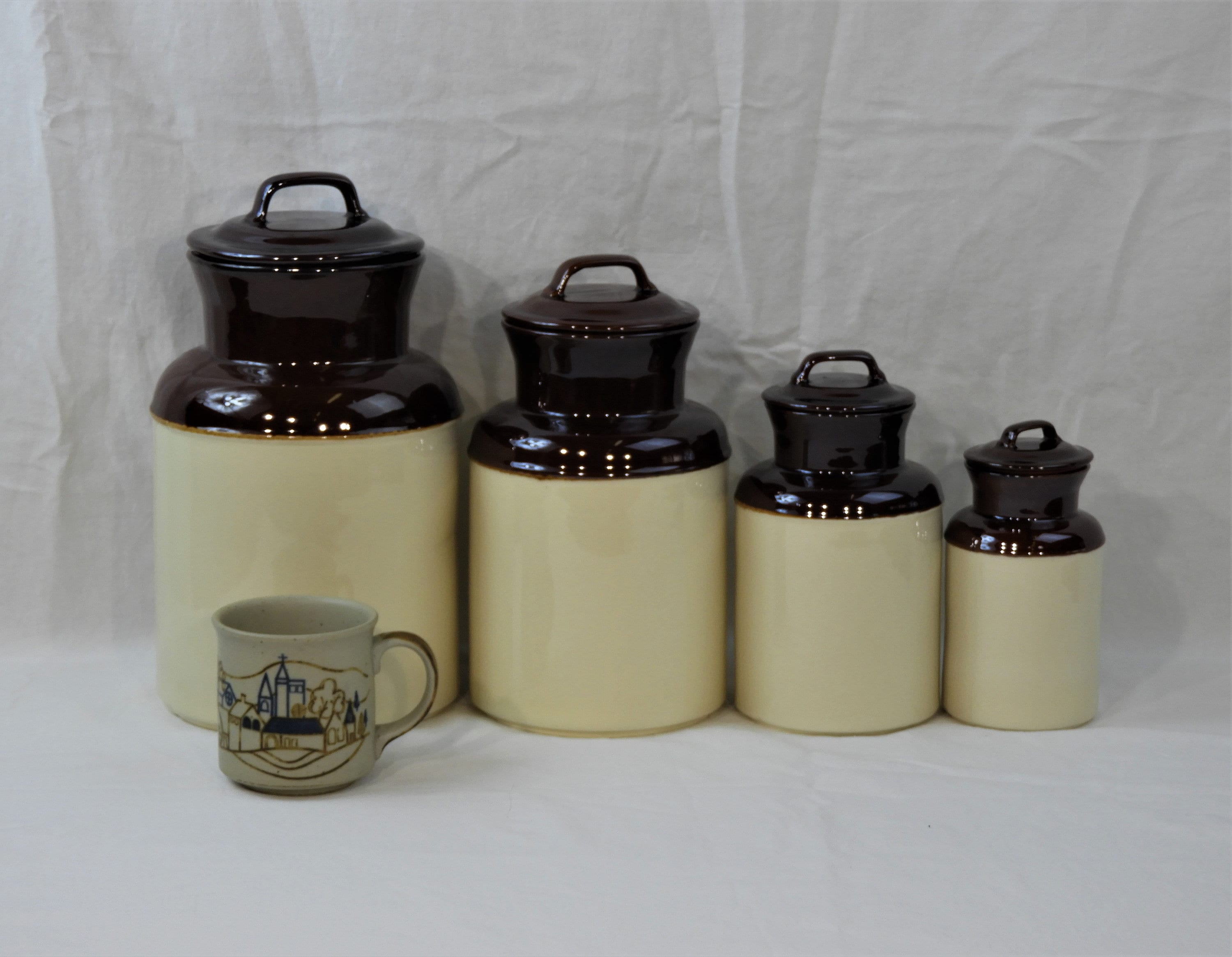Vintage McCoy Canisters (4), Brown Kitchen Storage, Apothecary