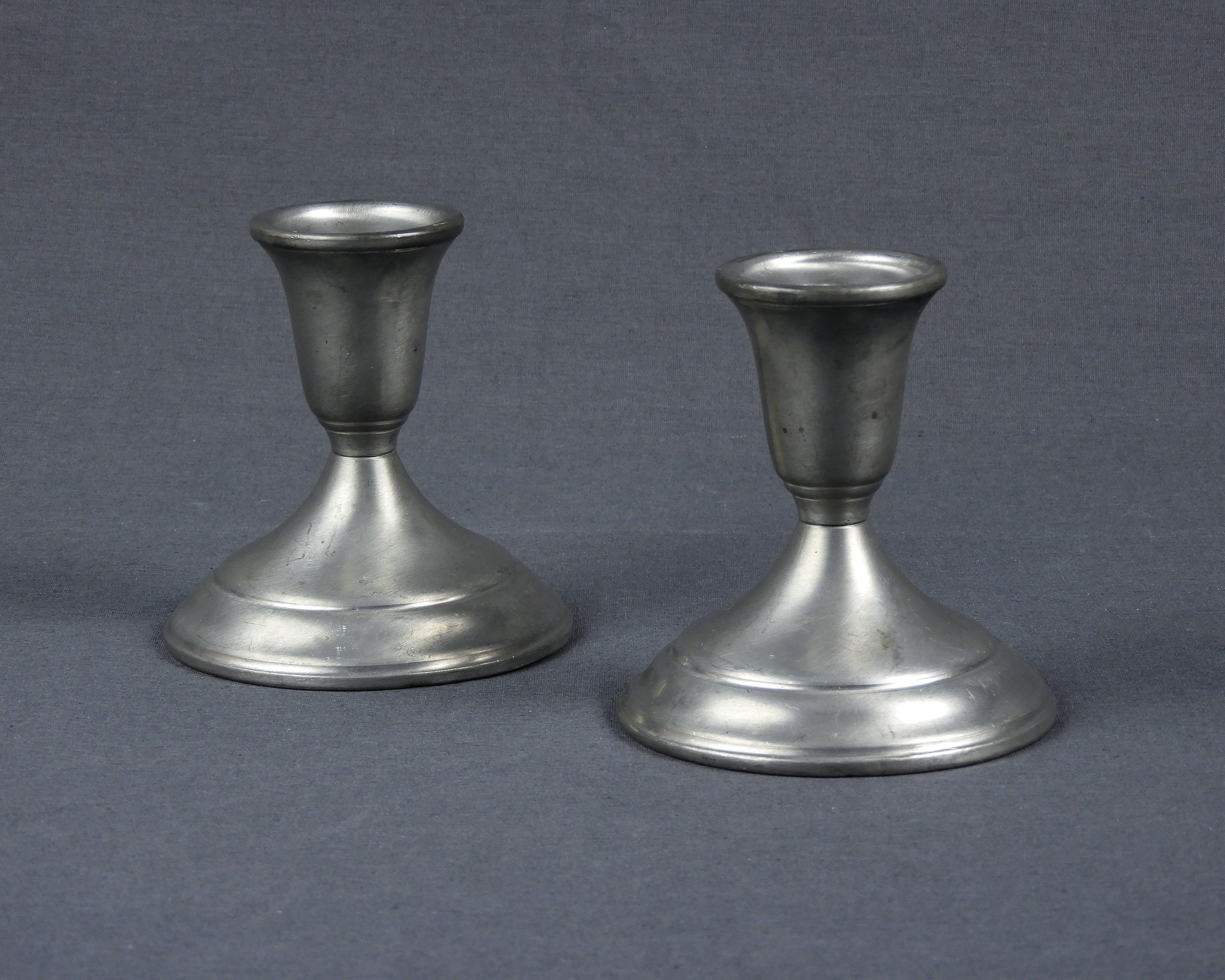 Vintage Candle Holders (2), Towle Pewter, Candlestick Holder, Brushed