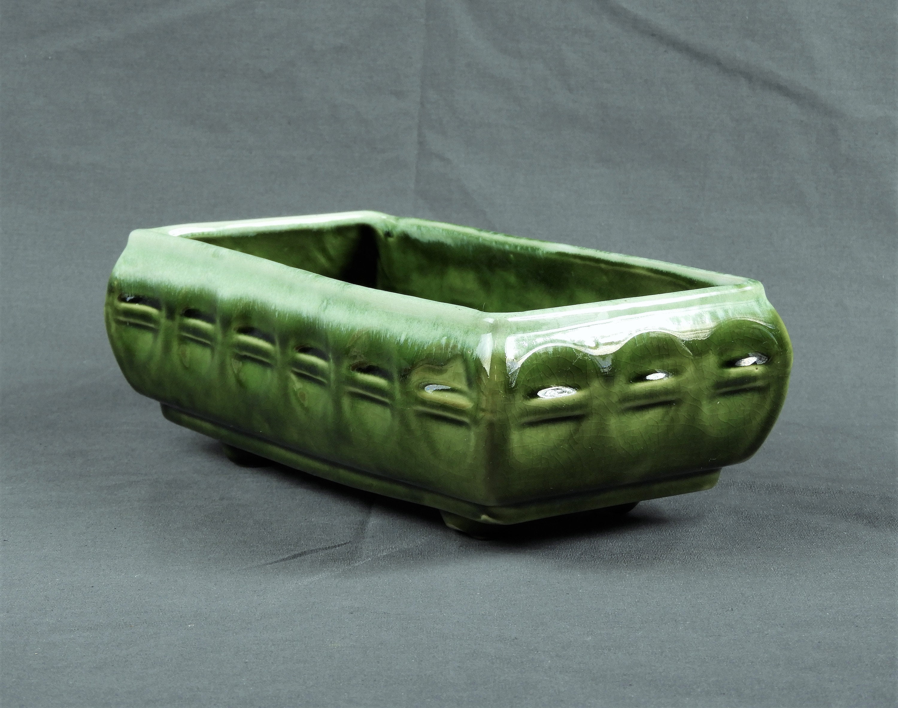 Vintage Green Planter, Cookson Pottery, CP 560 USA, Footed Base