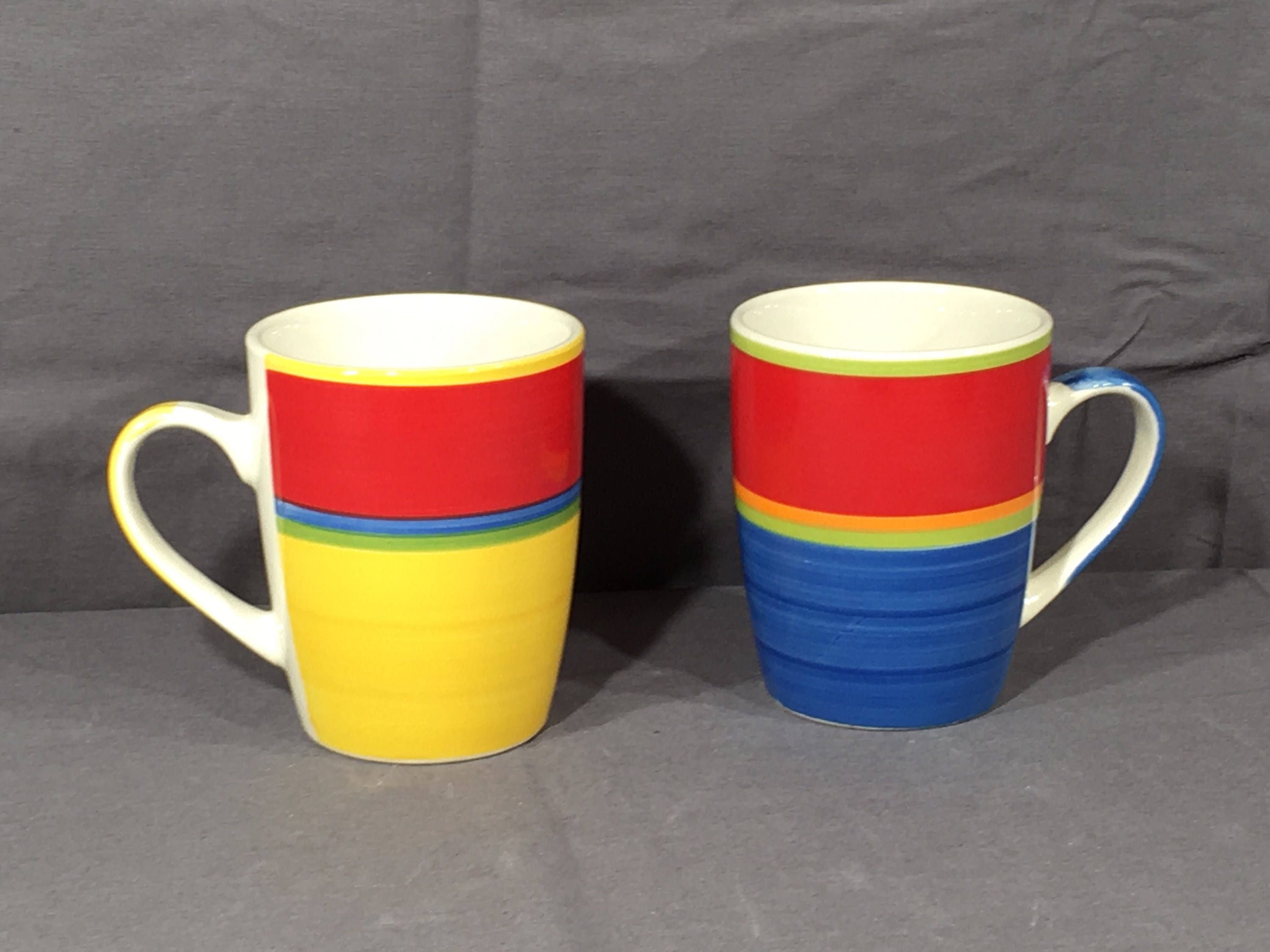 Vintage Royal Norfolk Mugs (2), Blue & Yellow Collectible Mugs