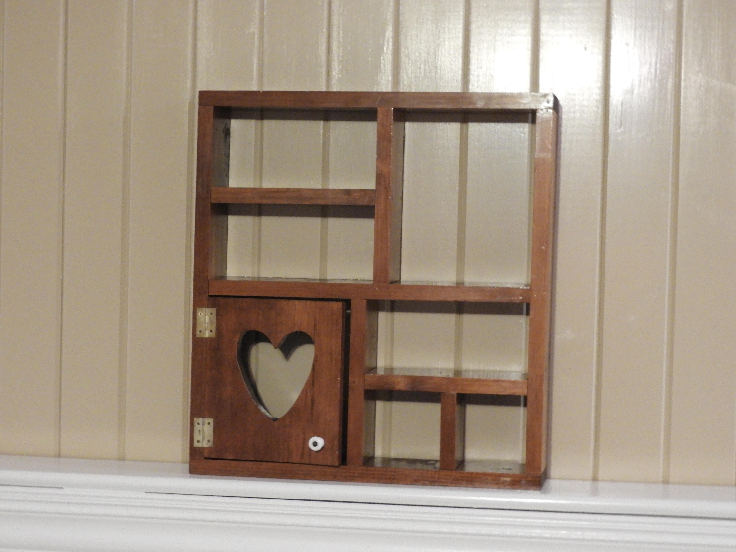 Vintage Figurine Shelf, Country Collectible Heart Home Decor