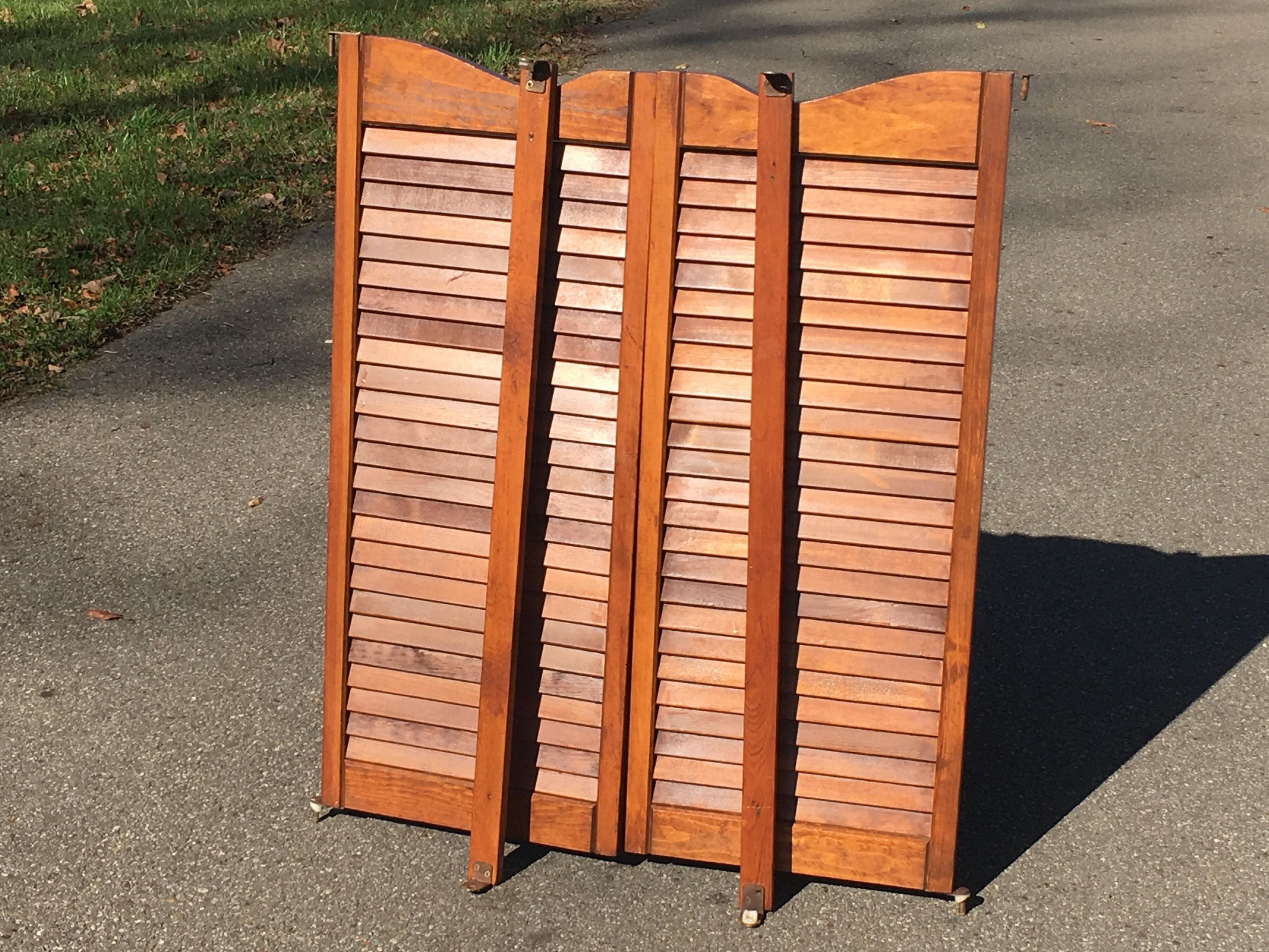 Vintage Swinging Saloon Doors Decorative Brown Shutters Louvered