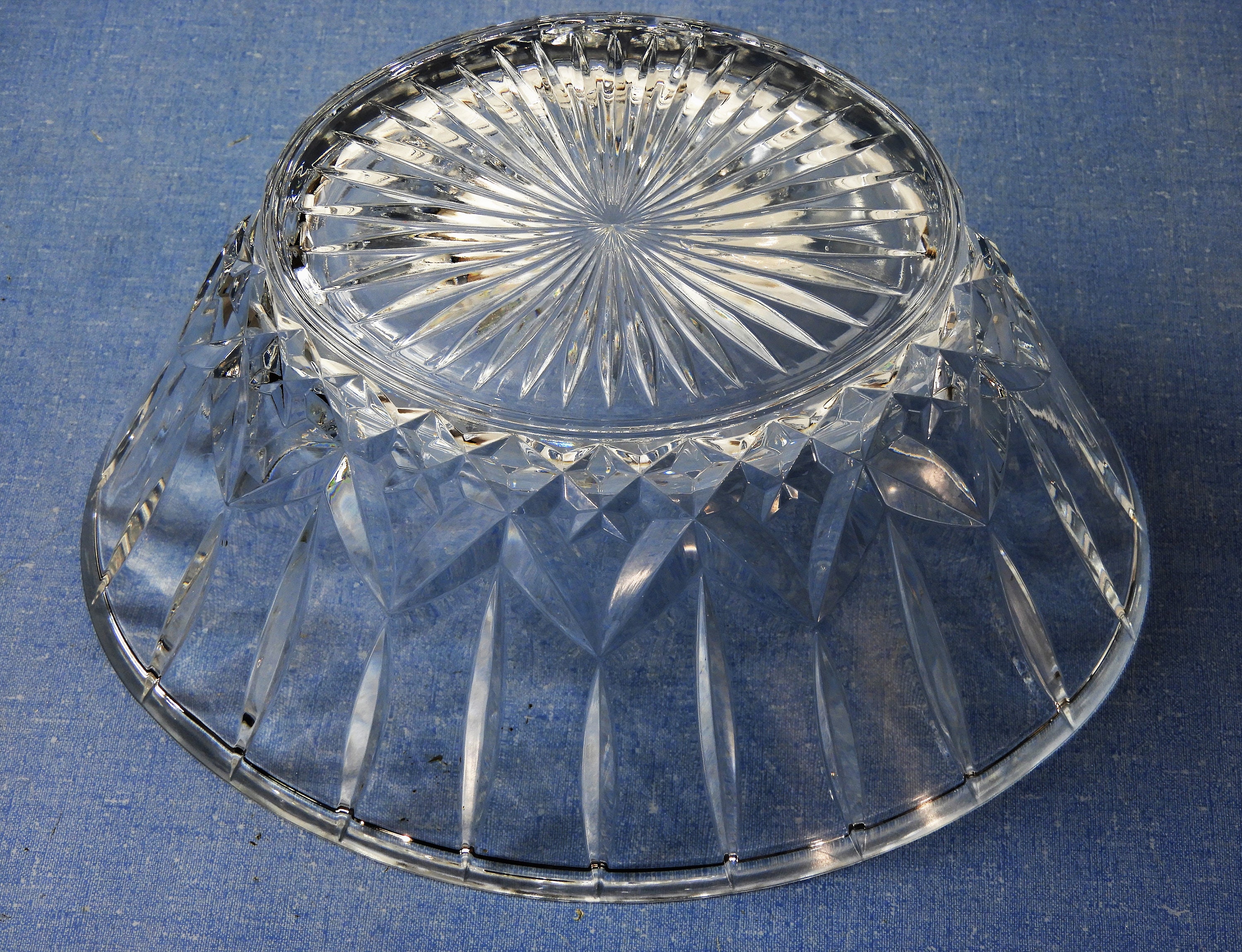 Vintage Crystal Bowl, Oval Cut Glass Dish, Clear Dinnerware, Fruit Storage, Kitchen Decoration