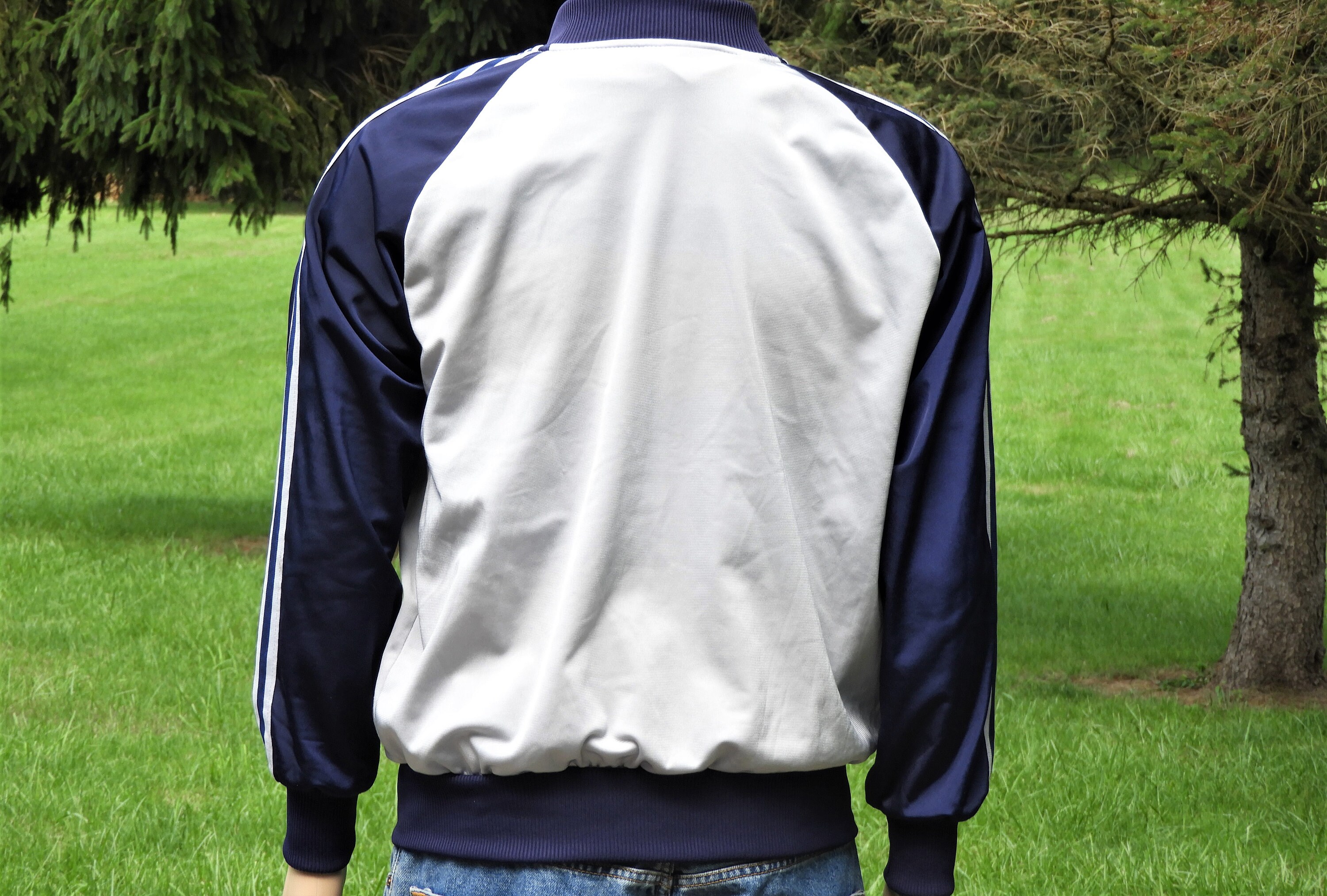 Vintage MacGregor Jacket, Blue & Silver Track Coat, Large Mens Coat