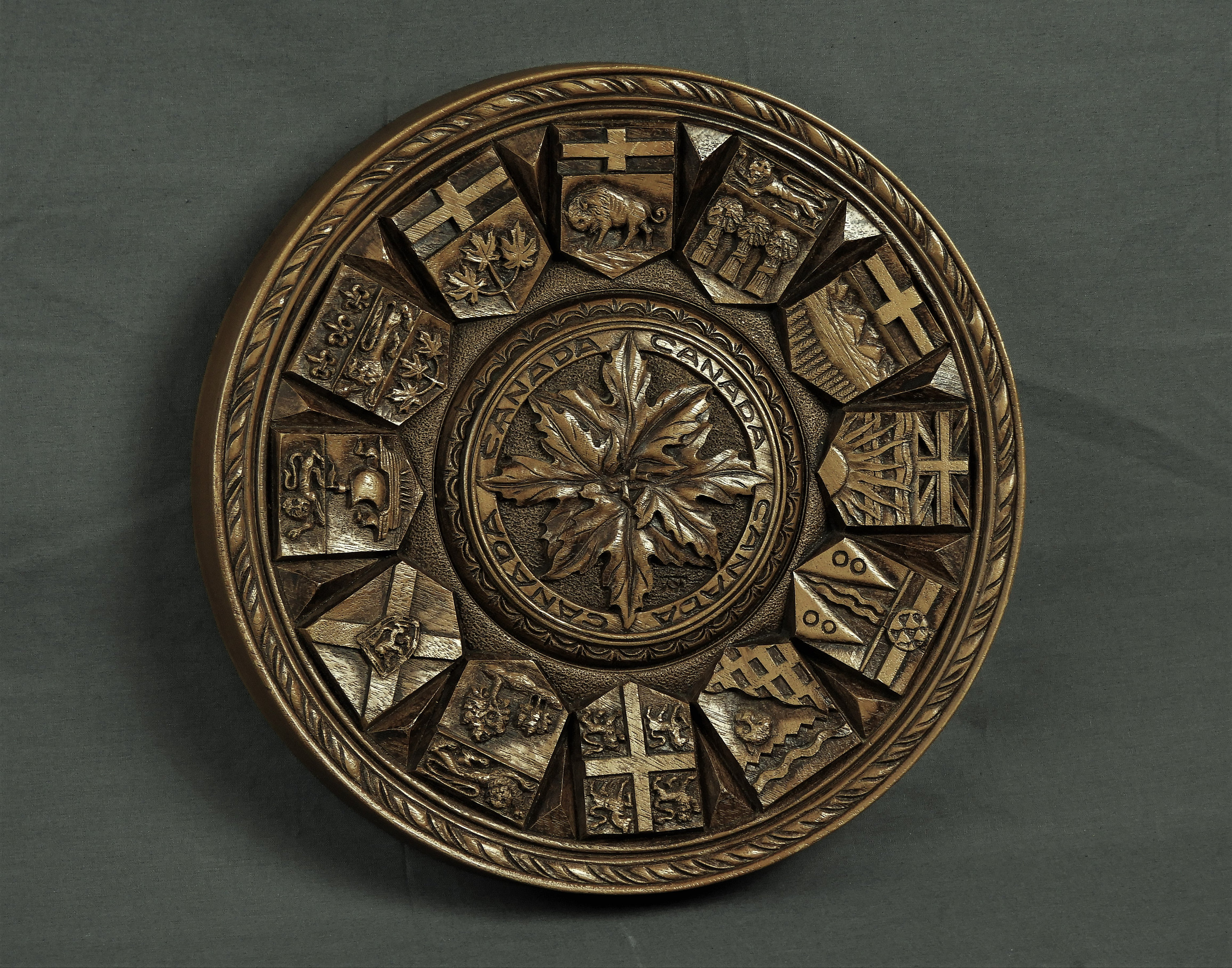 Vintage Canada Plaque, Provincial Coat of Arms, Wall Hanging, Home