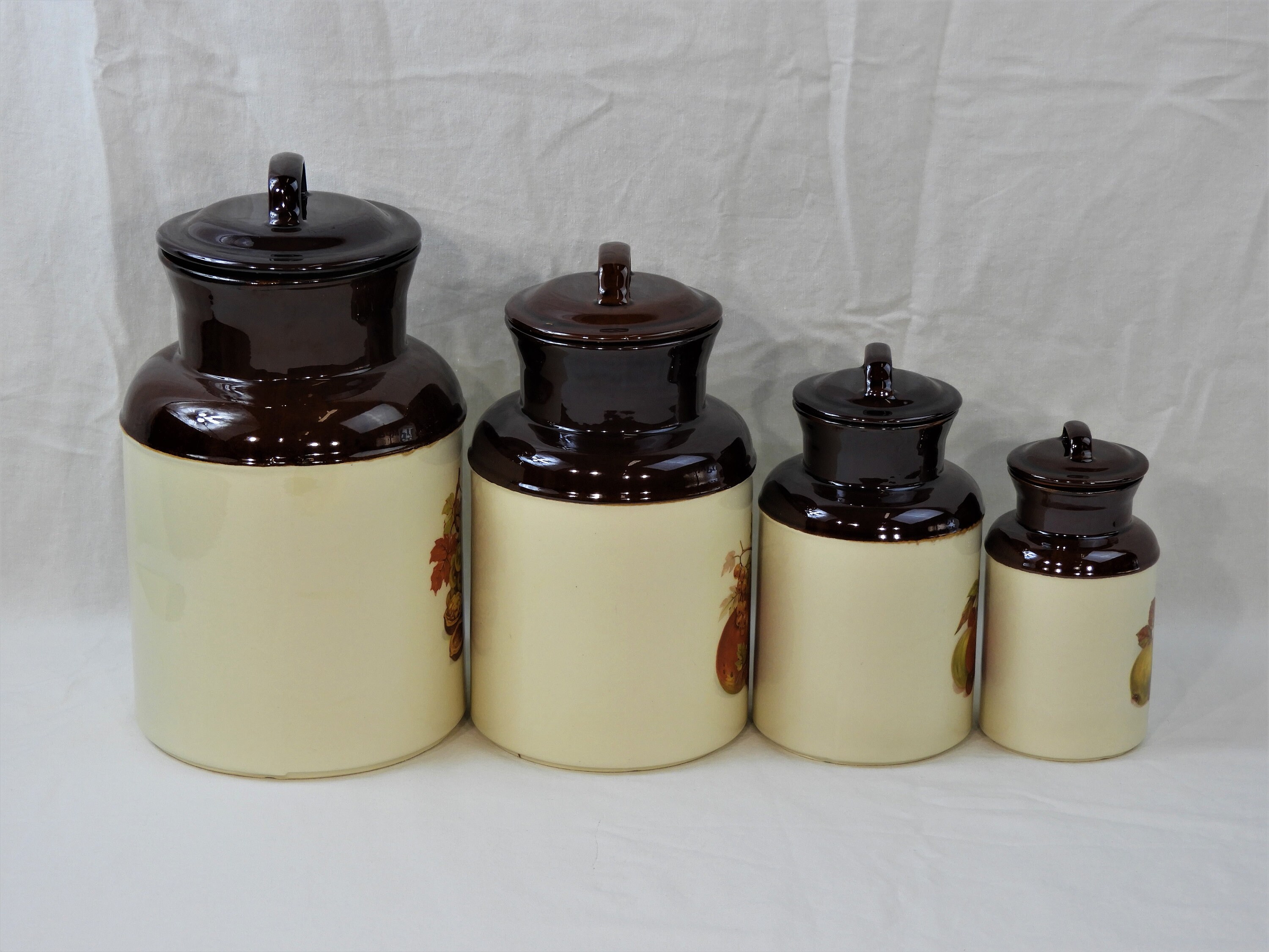 Vintage McCoy Canisters (4), Brown Kitchen Storage, Apothecary