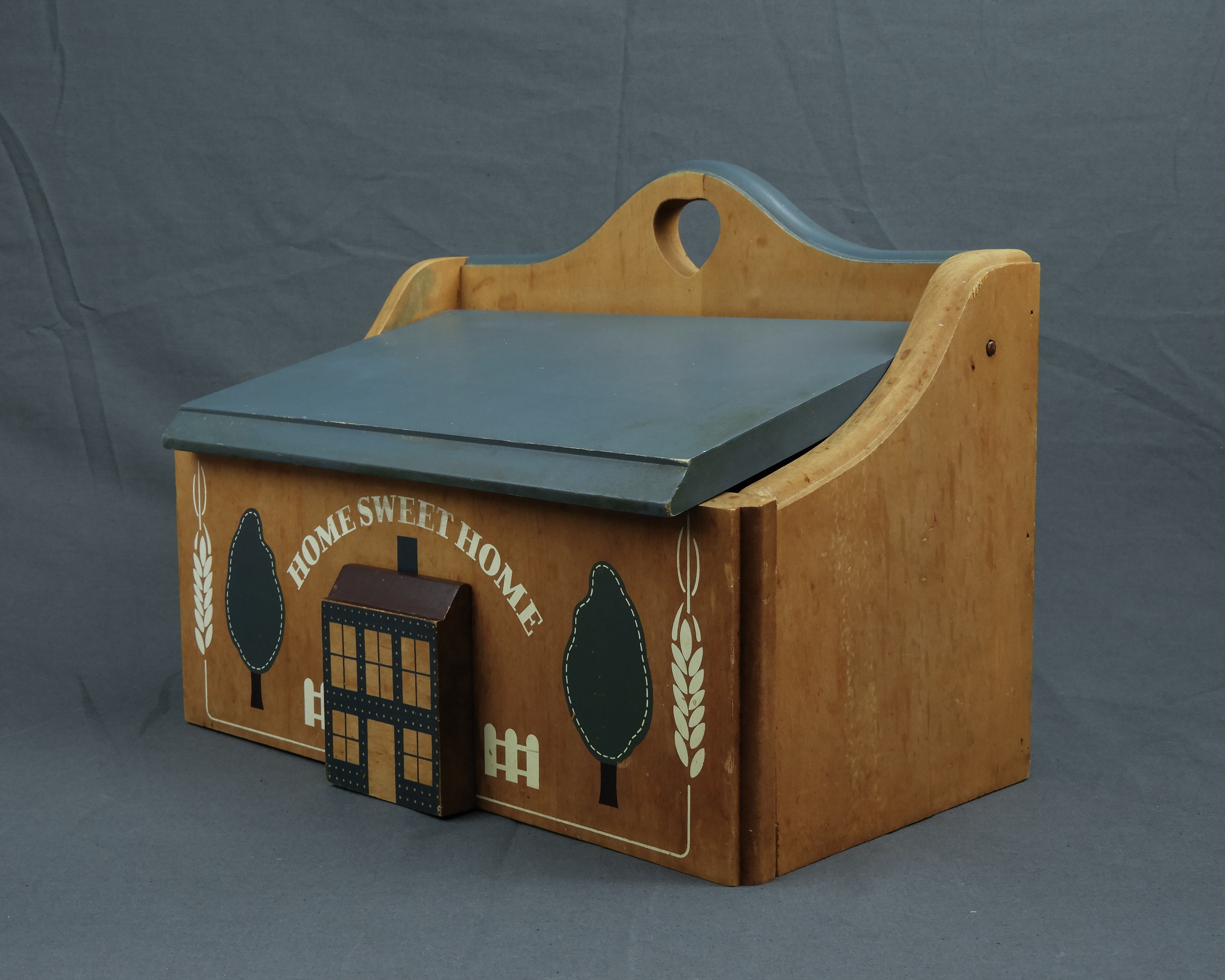 Vintage Bread Box Wooden Storage Home Sweet Home Folk Art Etsy