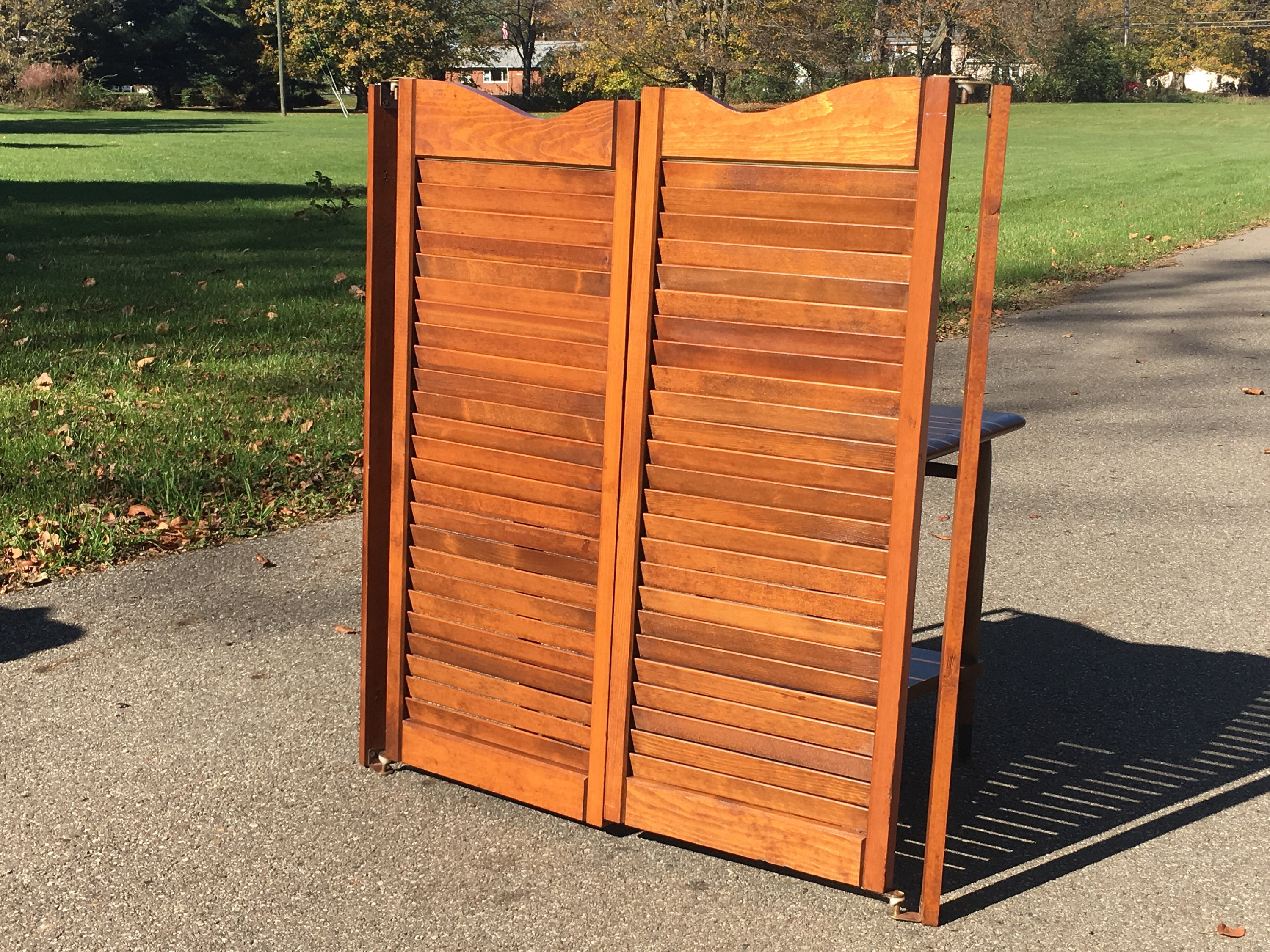 Vintage Swinging Saloon Doors Decorative Brown Shutters Louvered