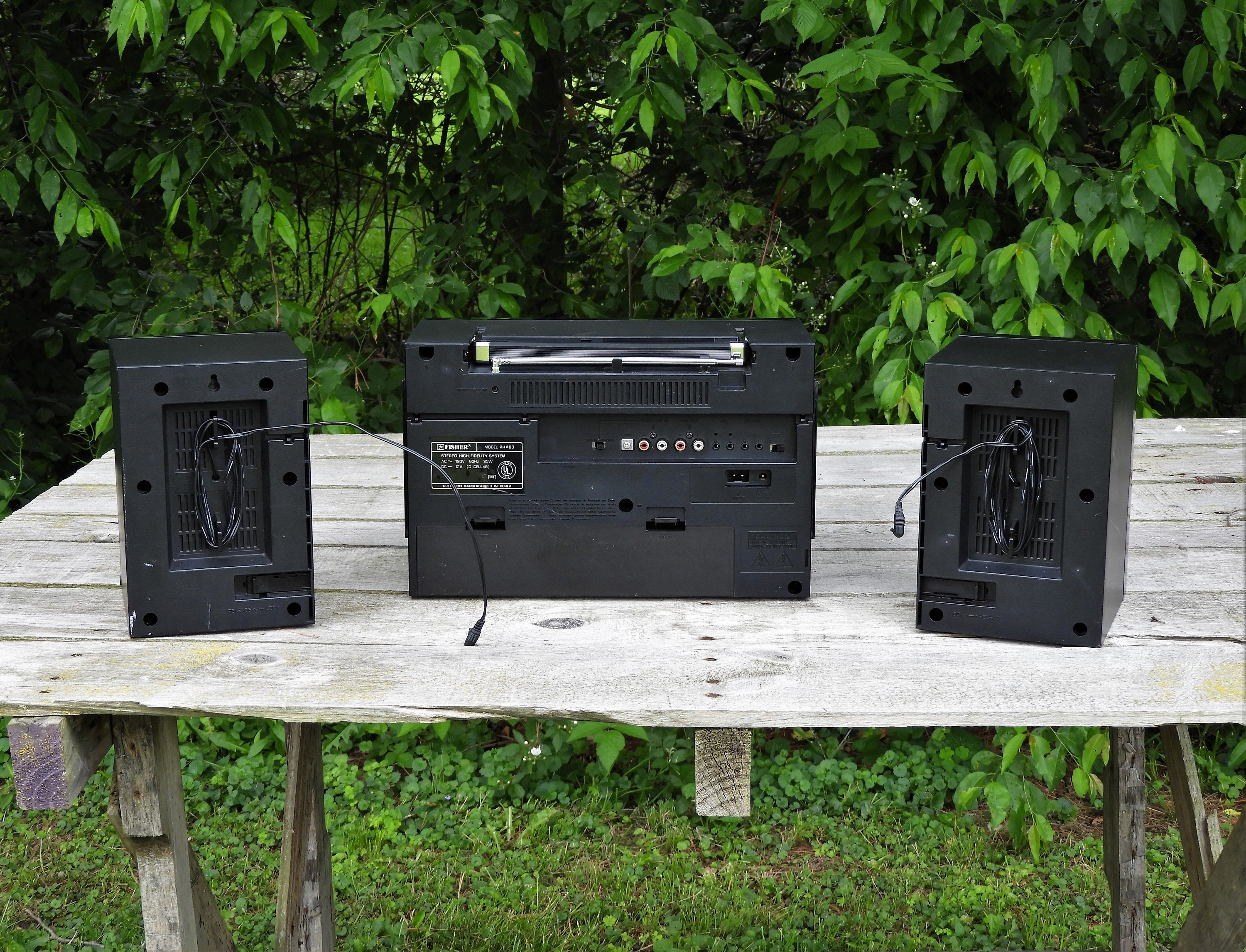 Vintage Fisher Boombox, PH463 Stereo, Black AM/FM Radio, Detachable