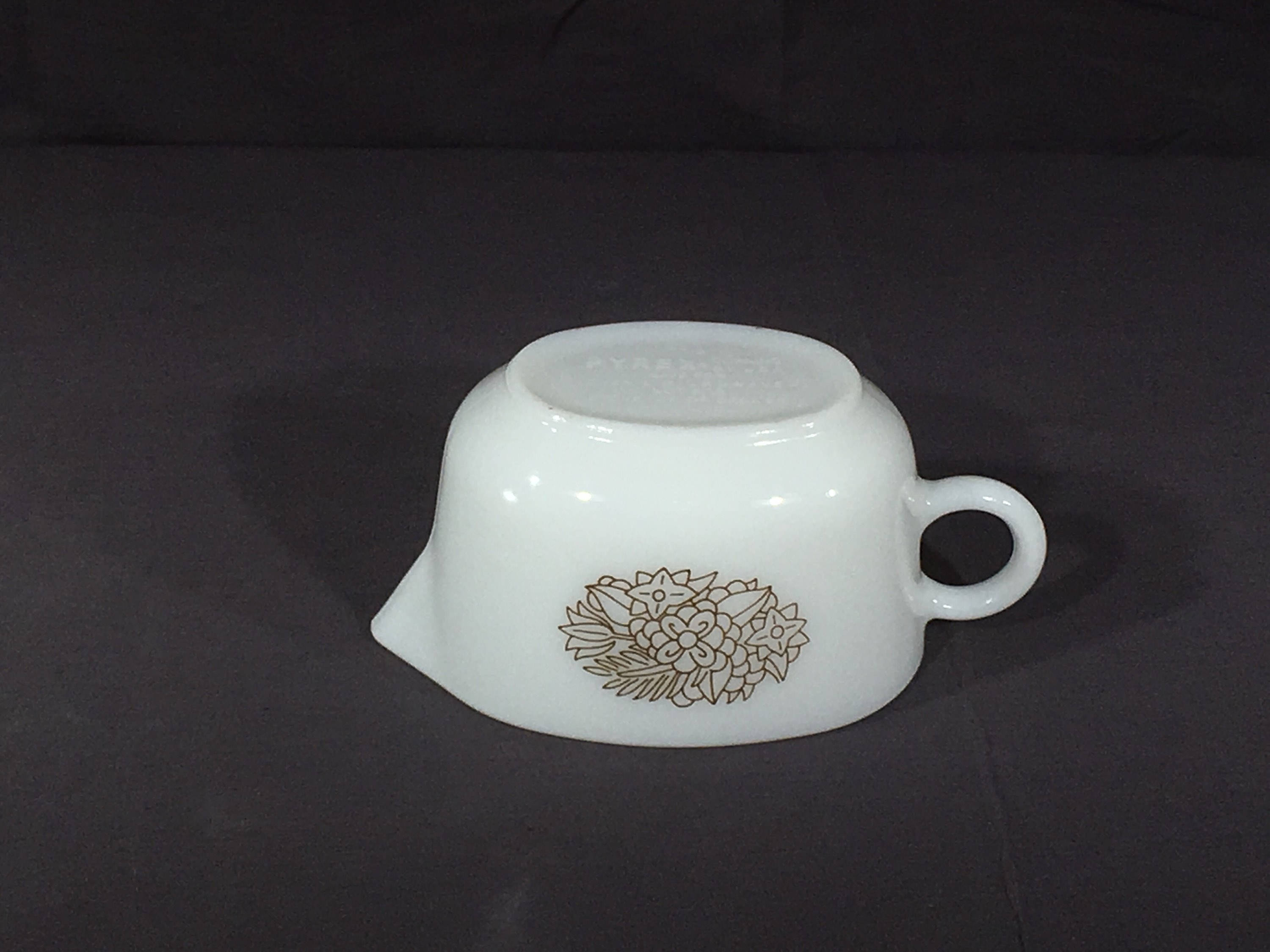 Vintage Pyrex Gravy Bowl, 77B Woodland Brown & White Dish, Decorative