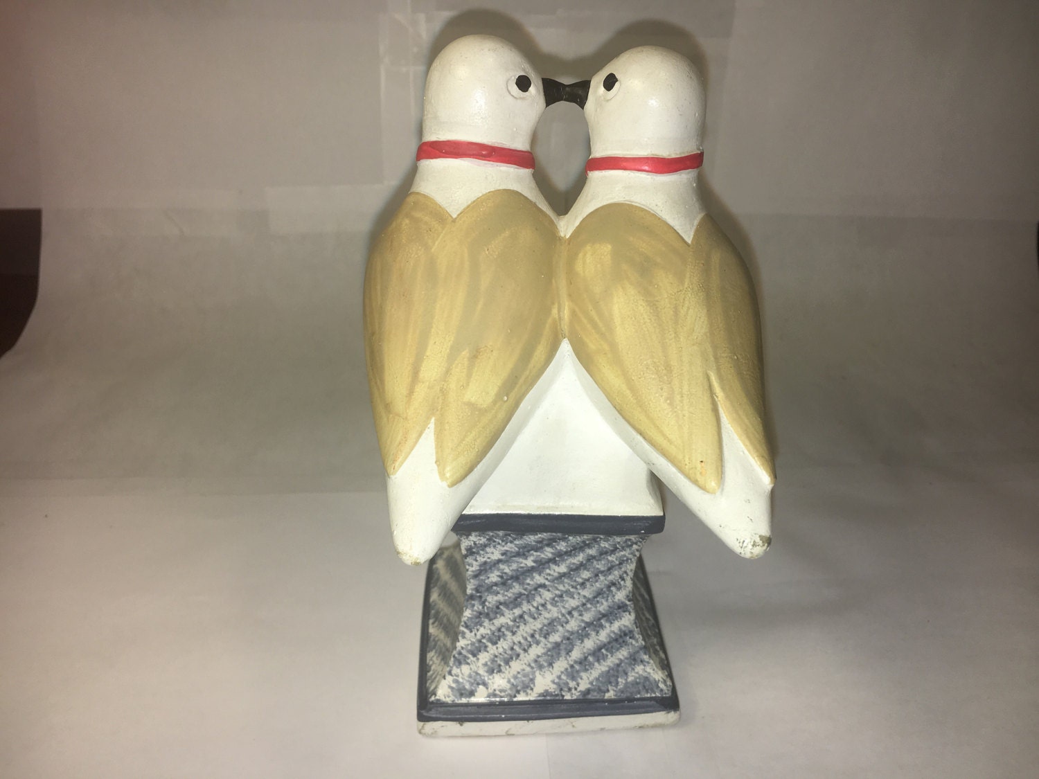 Vintage Love Birds Statue, Chalkware Figurine, Early American Replica
