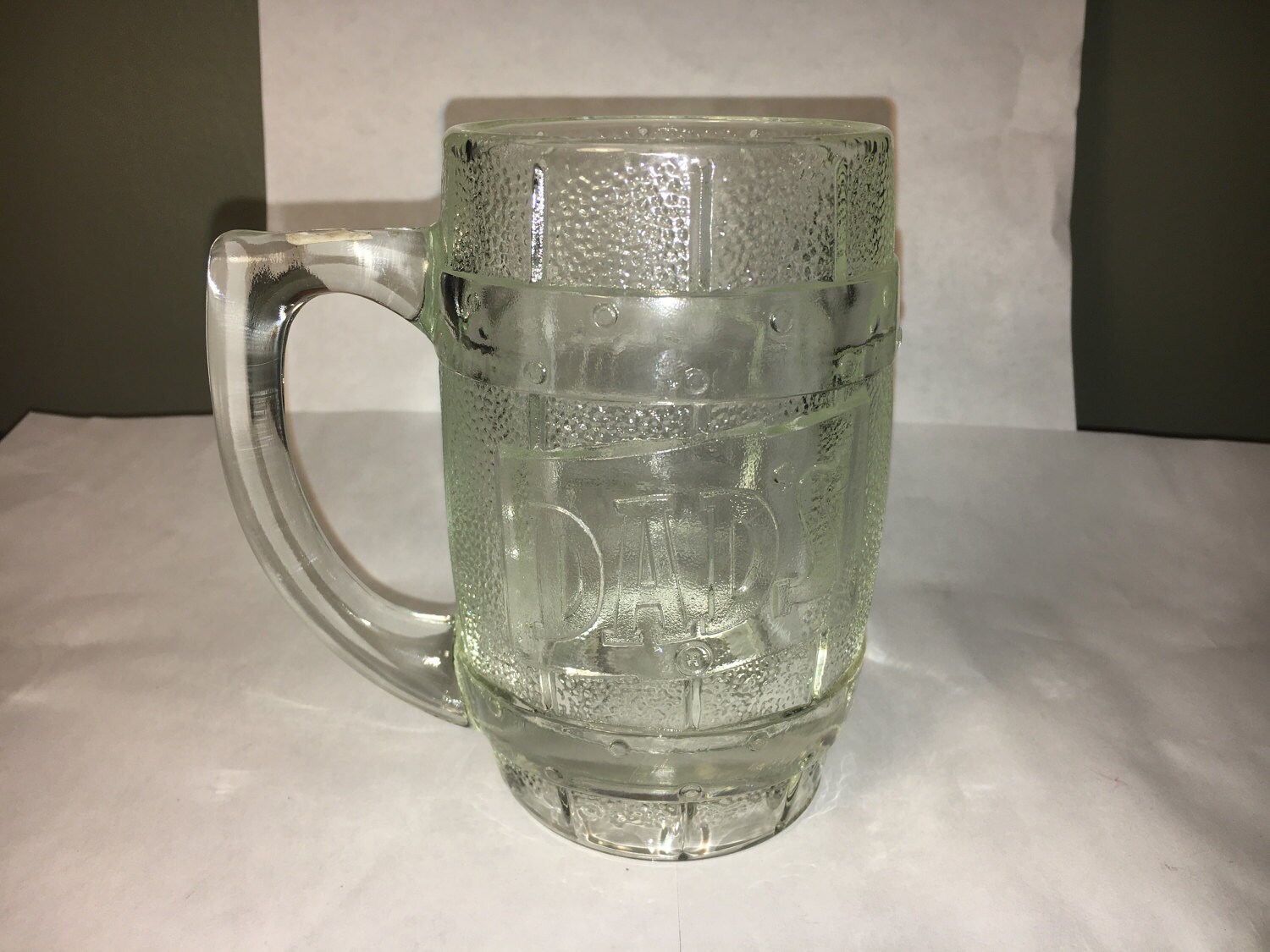 Vintage Collectible Clear Mug, Glass Barrel Dad's Root Beer Mug/Stein