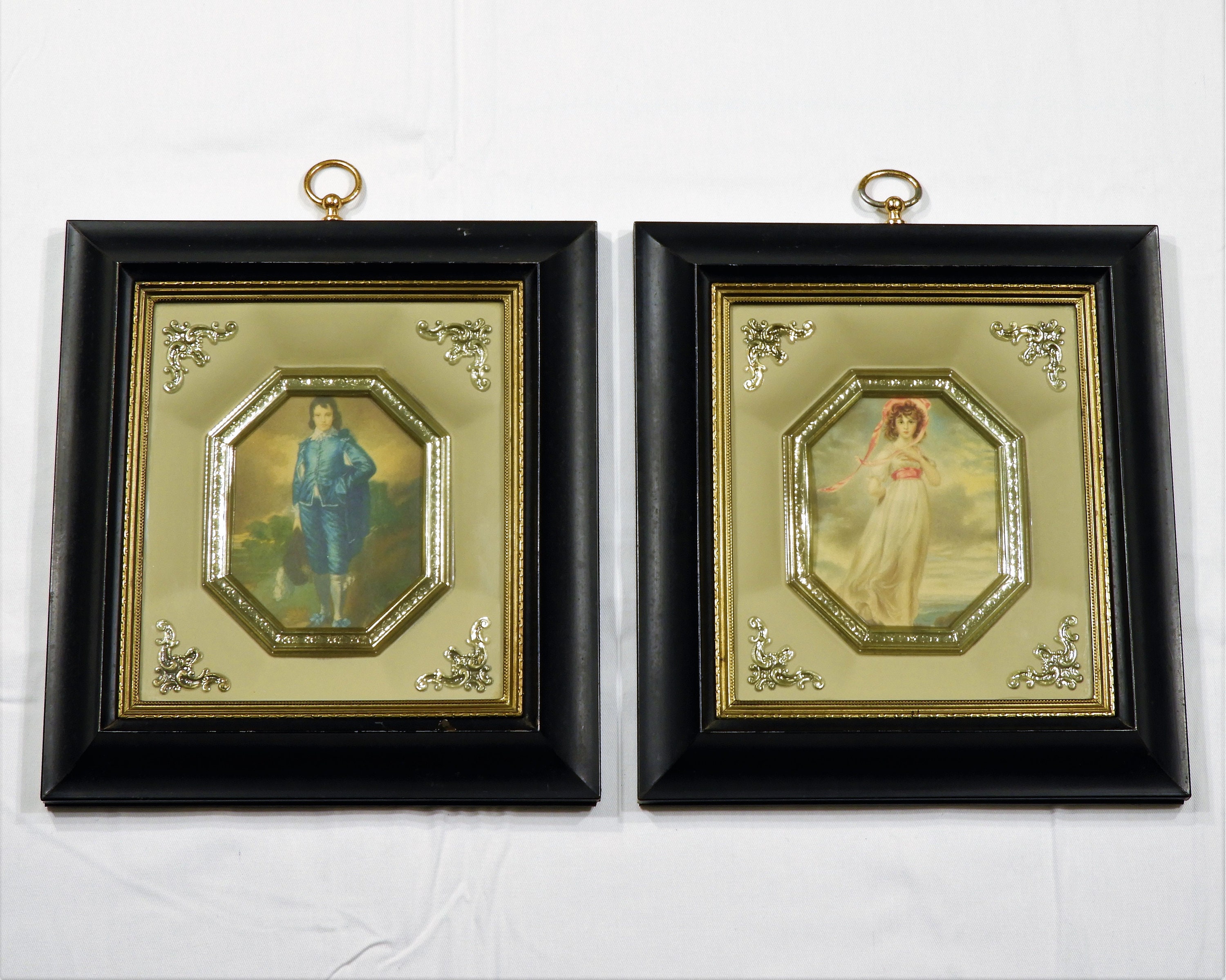 Vintage Wall Decor, 3D Victorian Decorations, Gentleman Lady Lithograph