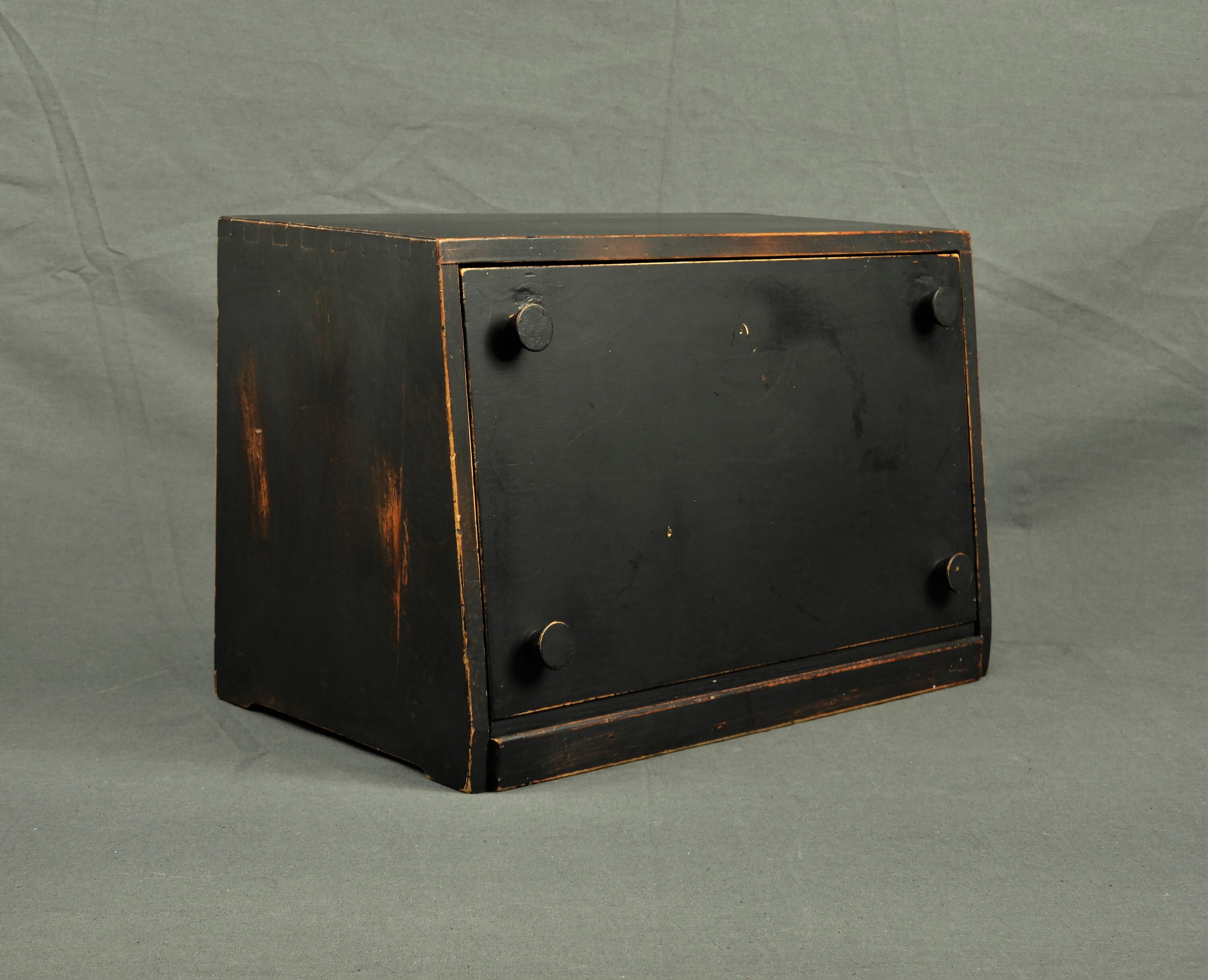 Vintage Bread Box, Kitchen Storage, Distressed Black, Asian Inspired