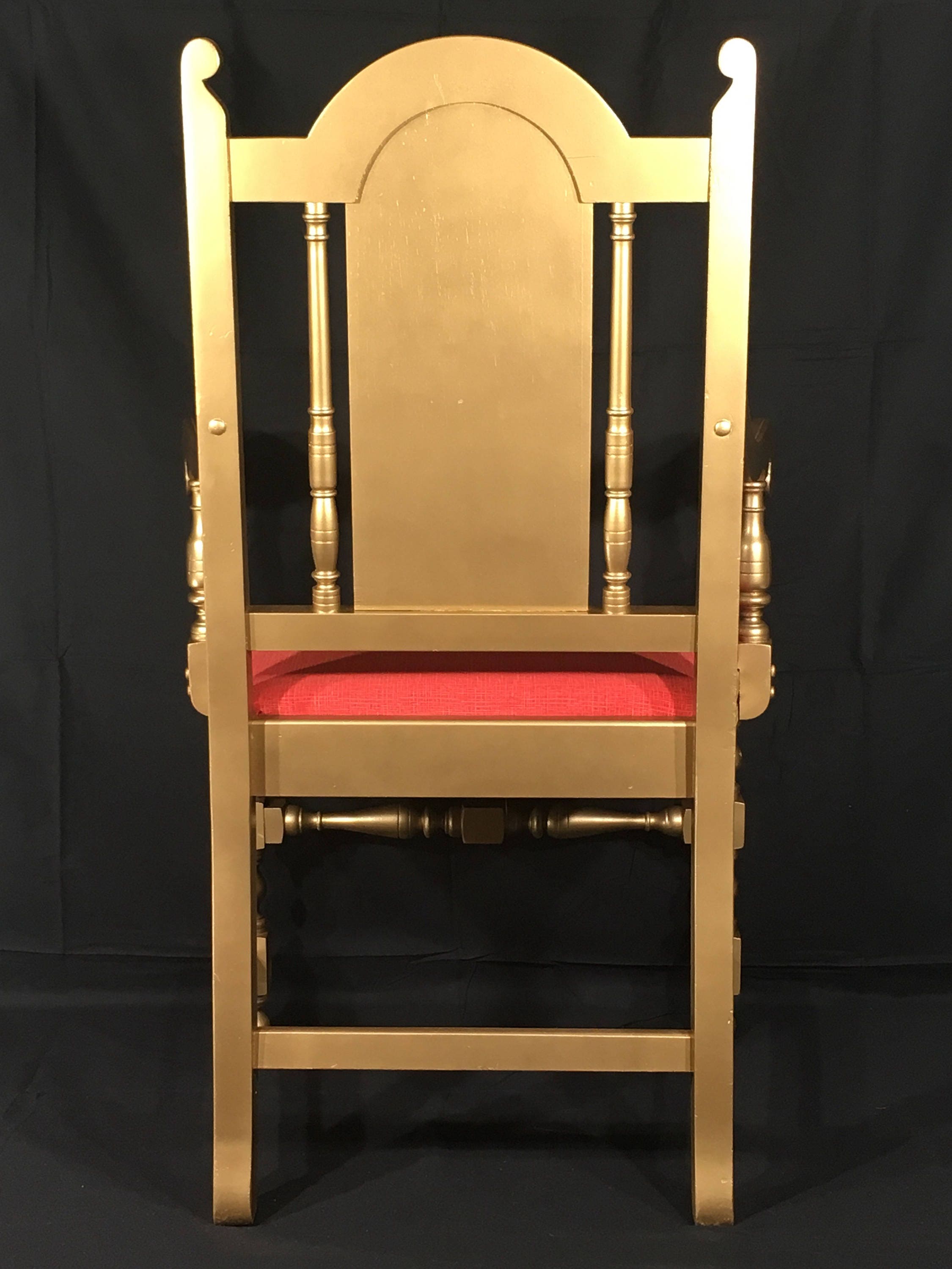Antique William & Mary Chairs (2), Gold and Red Decorative Accent Chair
