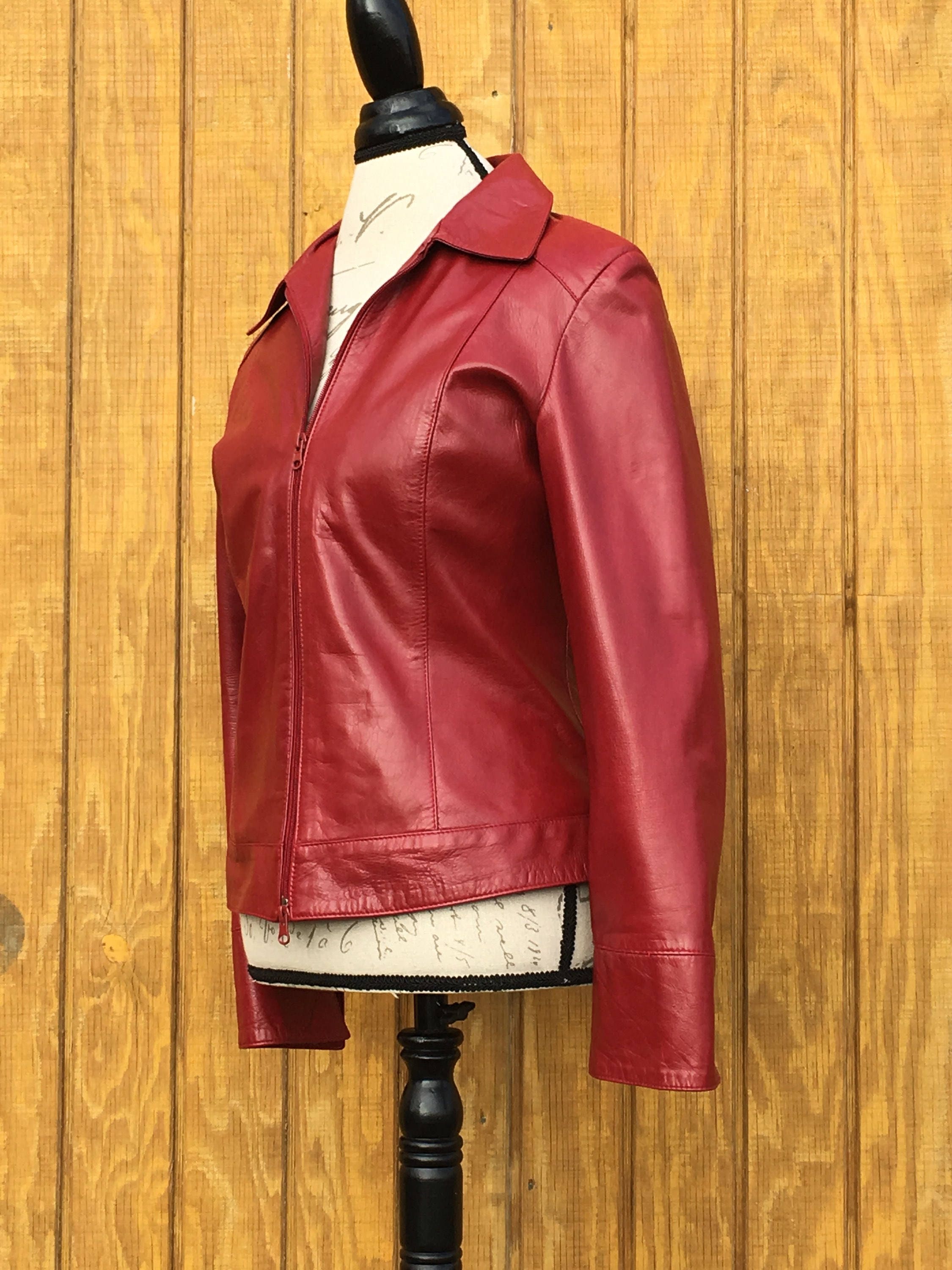 Vintage Italian Leather Jacket, Womens Clothing, Medium Fashion, Santa