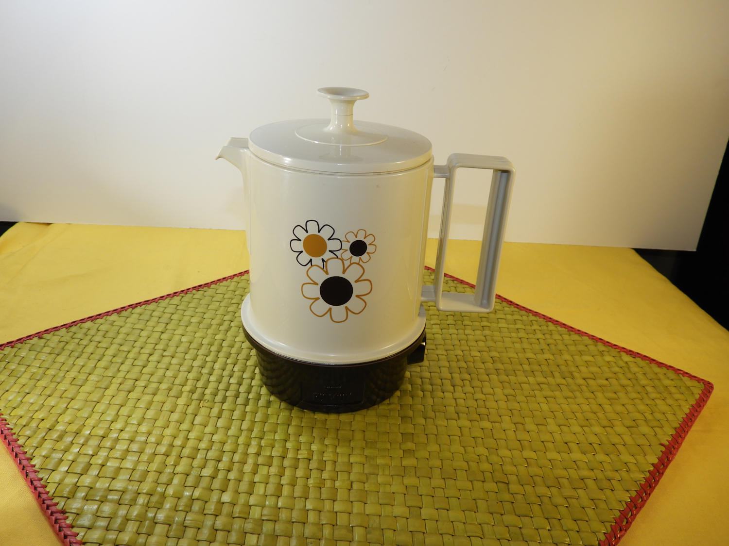 Vintage Poly Hot Pot, Coffee Tea Maker, Regal Ware Coffee Pot, White