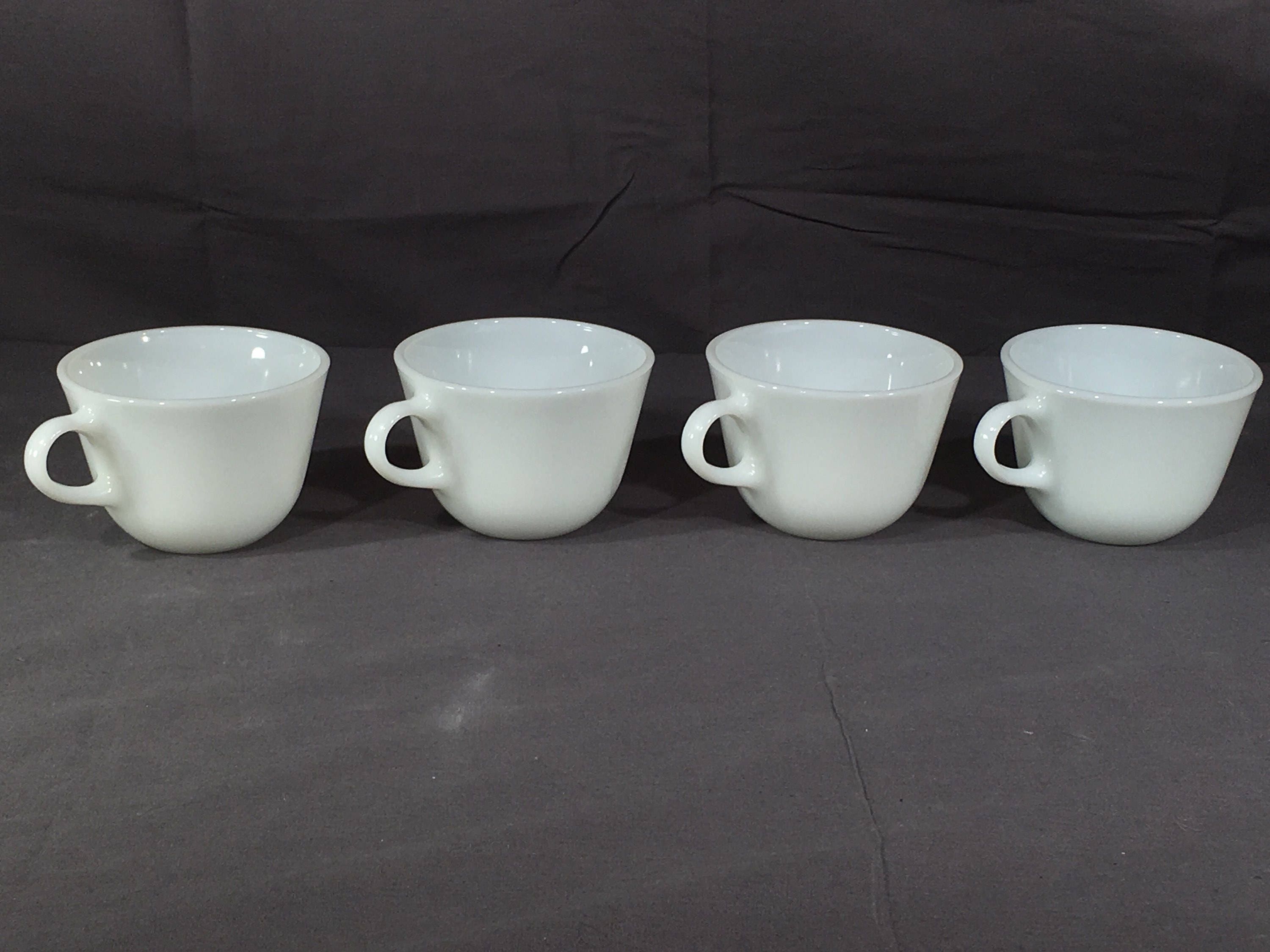 Vintage White Coffee Cups 4 Corning Pyrex Milk Glass Etsy UK